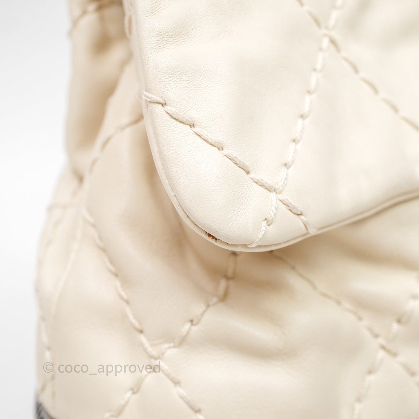 Chanel Expandable Ligne Flap Bag Ivory White Silver Hardware