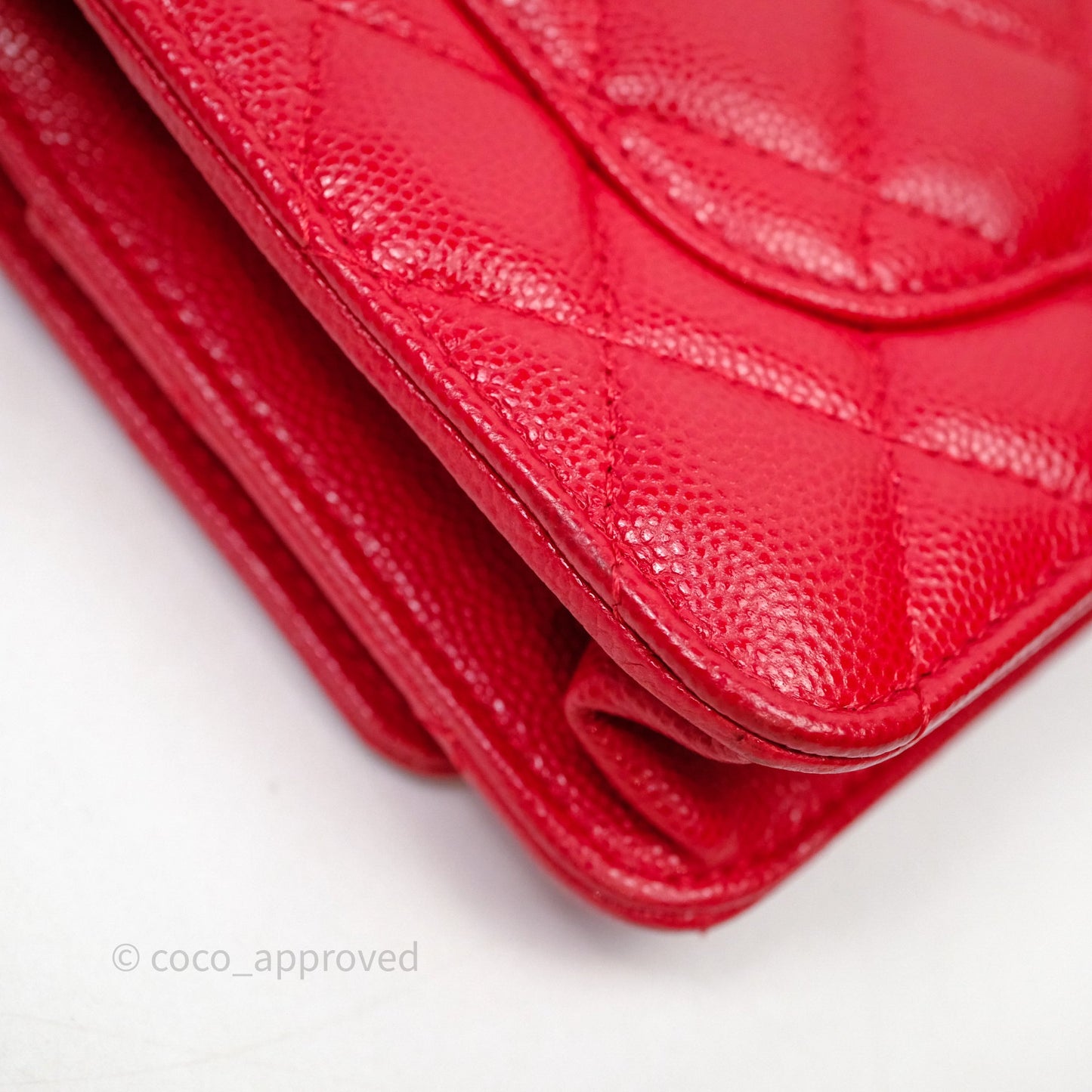 Chanel Quilted Classic Wallet on Chain WOC Red Caviar Gold Hardware