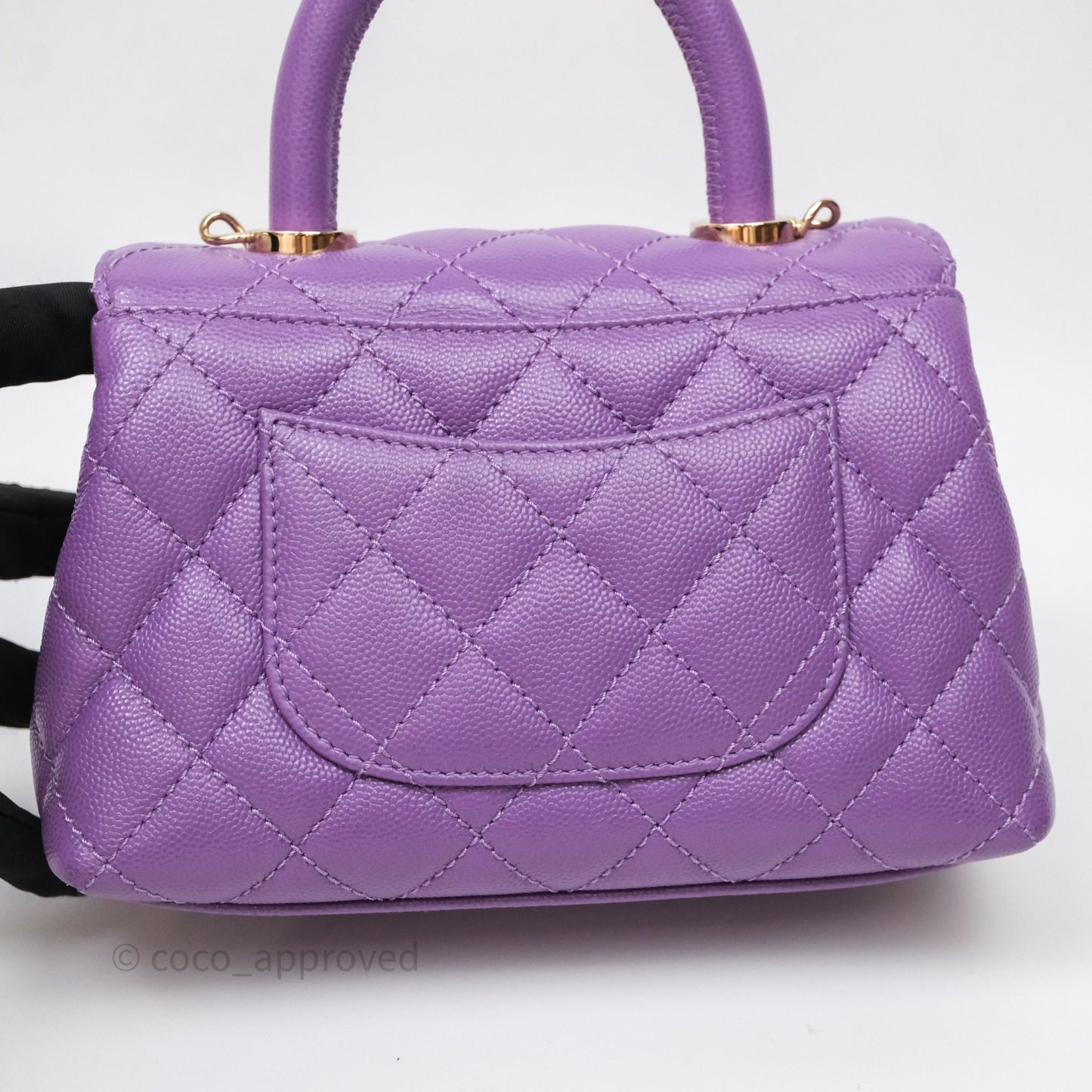 Chanel Mini Coco Handle Quilted Purple Caviar Gold Hardware