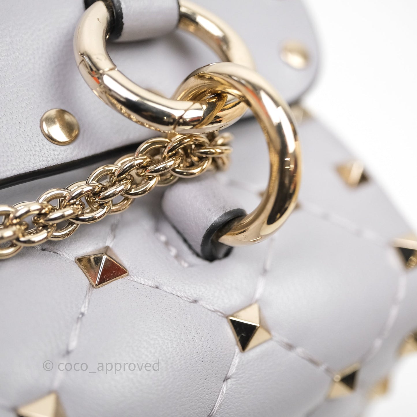 Valentino Small Nappa Rockstud Spike Bag Grey Gold Hardware