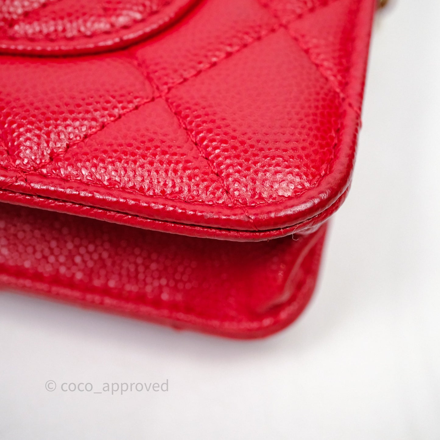 Chanel Quilted Classic Wallet on Chain WOC Red Caviar Gold Hardware