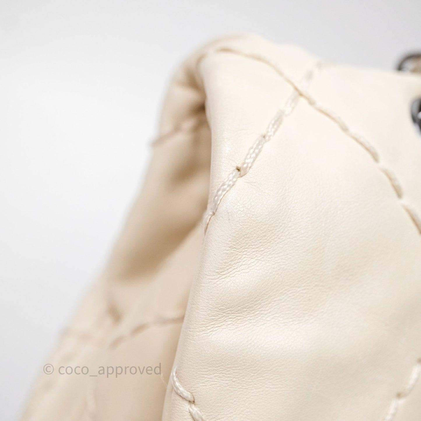 Chanel Expandable Ligne Flap Bag Ivory White Silver Hardware