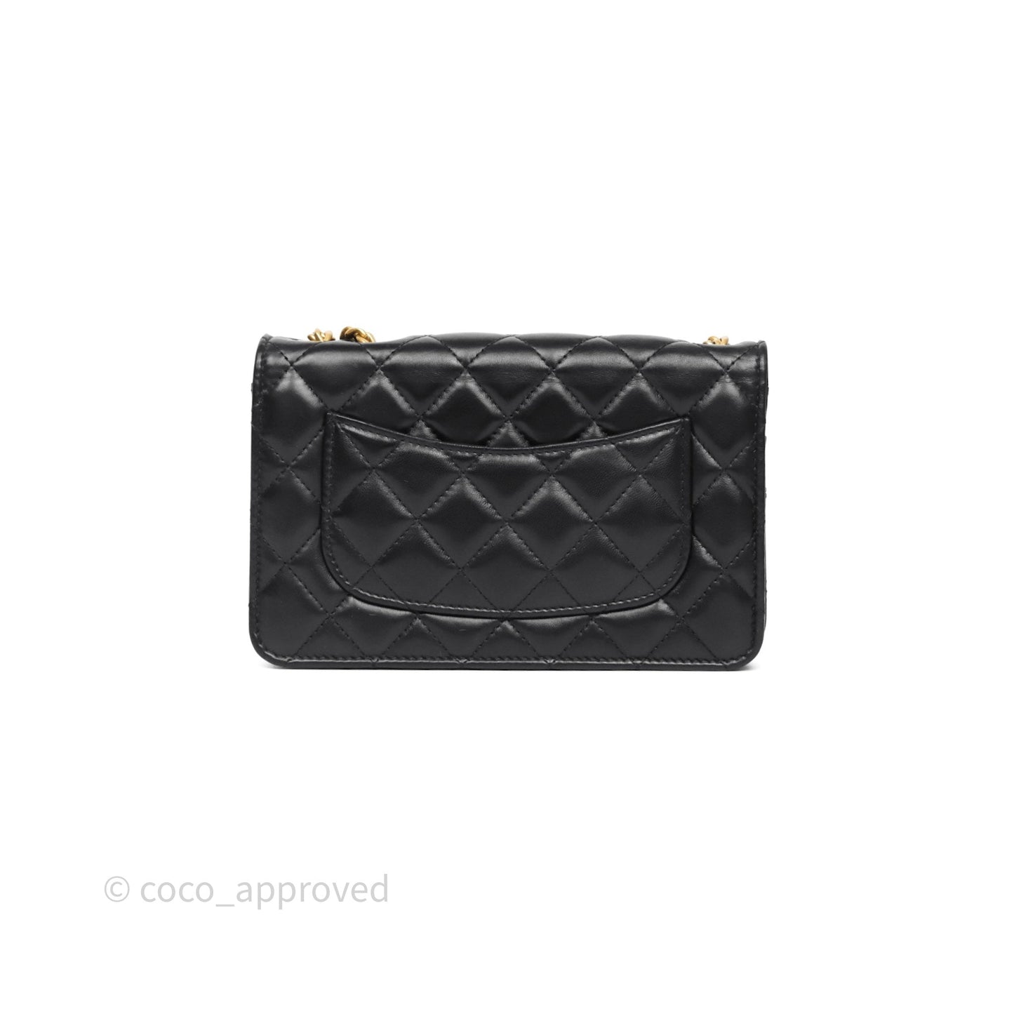 Chanel All Slide Wallet on Chain WOC Adjustable Chain Quilted Black Lambskin