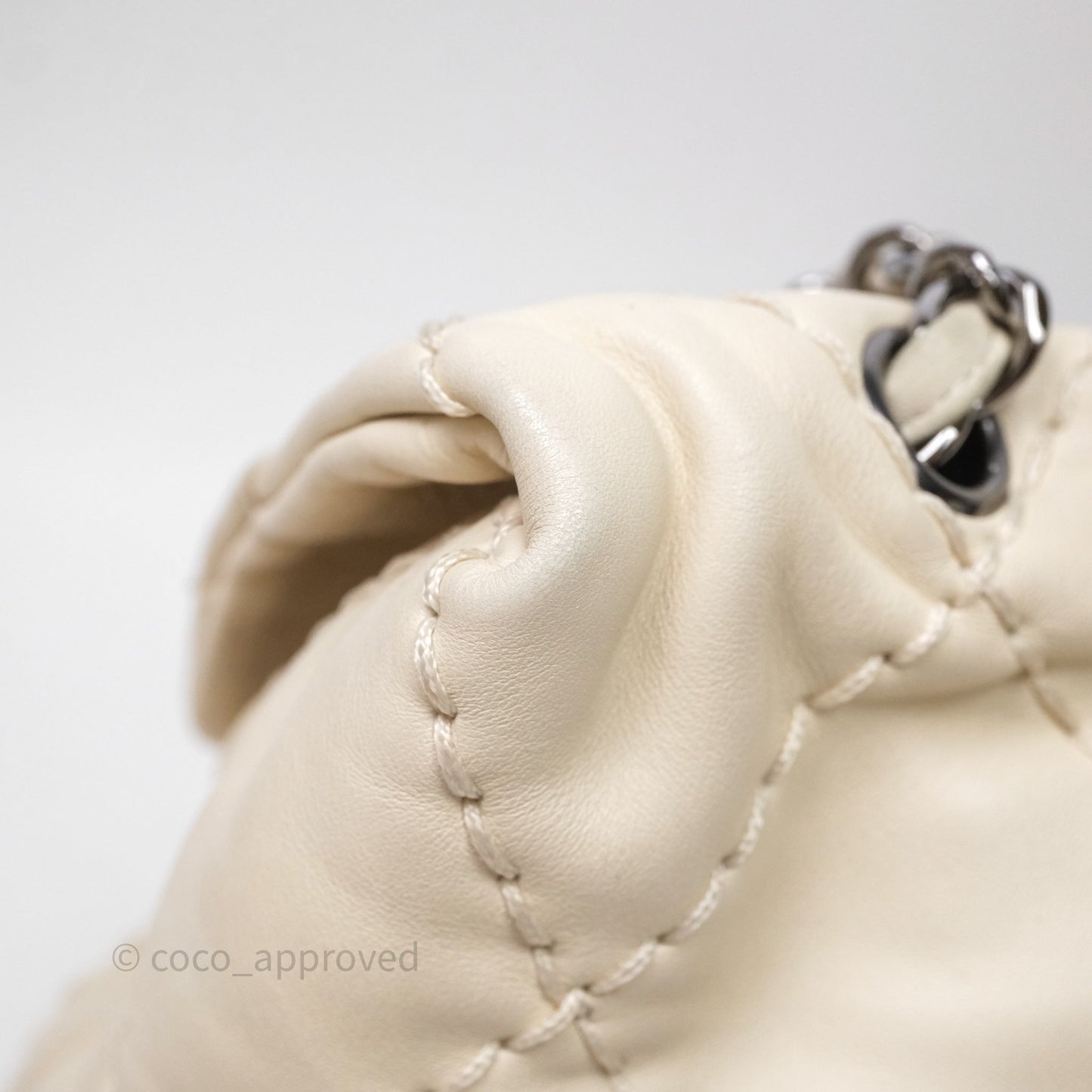 Chanel Expandable Ligne Flap Bag Ivory White Silver Hardware