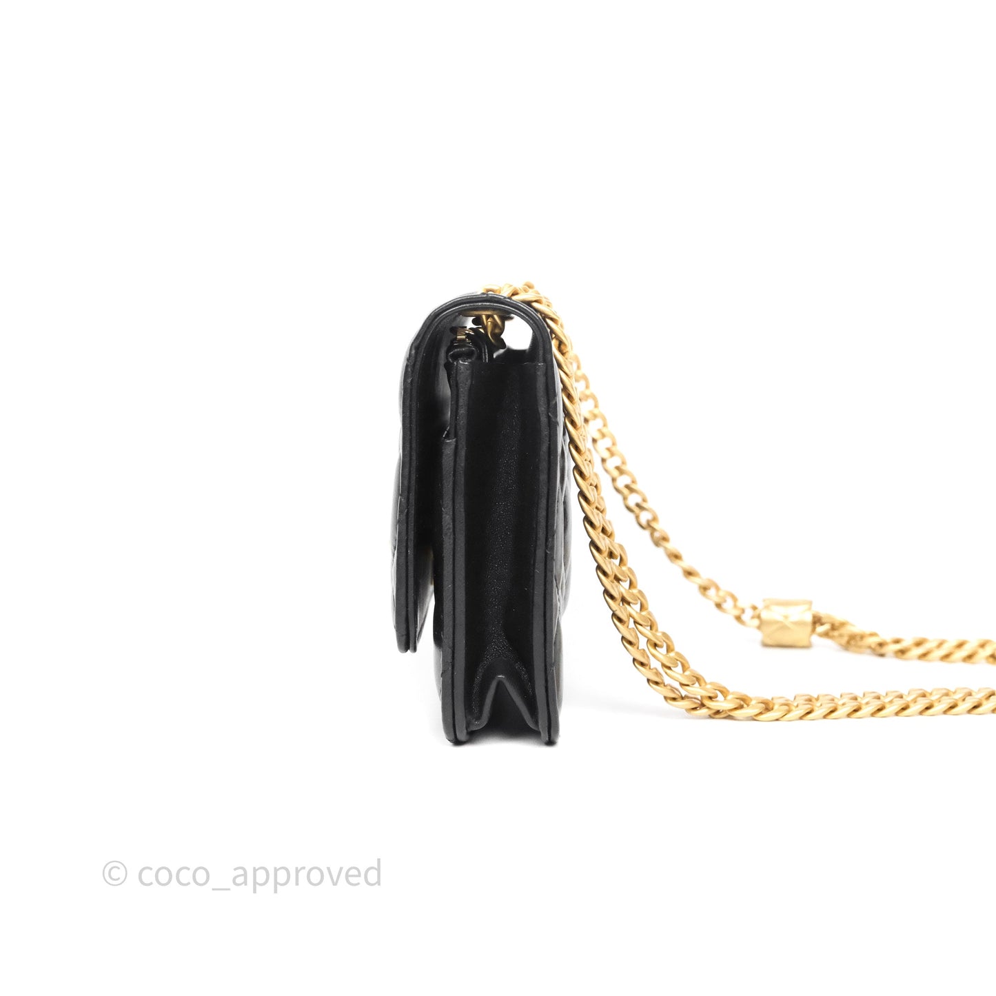 Chanel All Slide Wallet on Chain WOC Adjustable Chain Quilted Black Lambskin