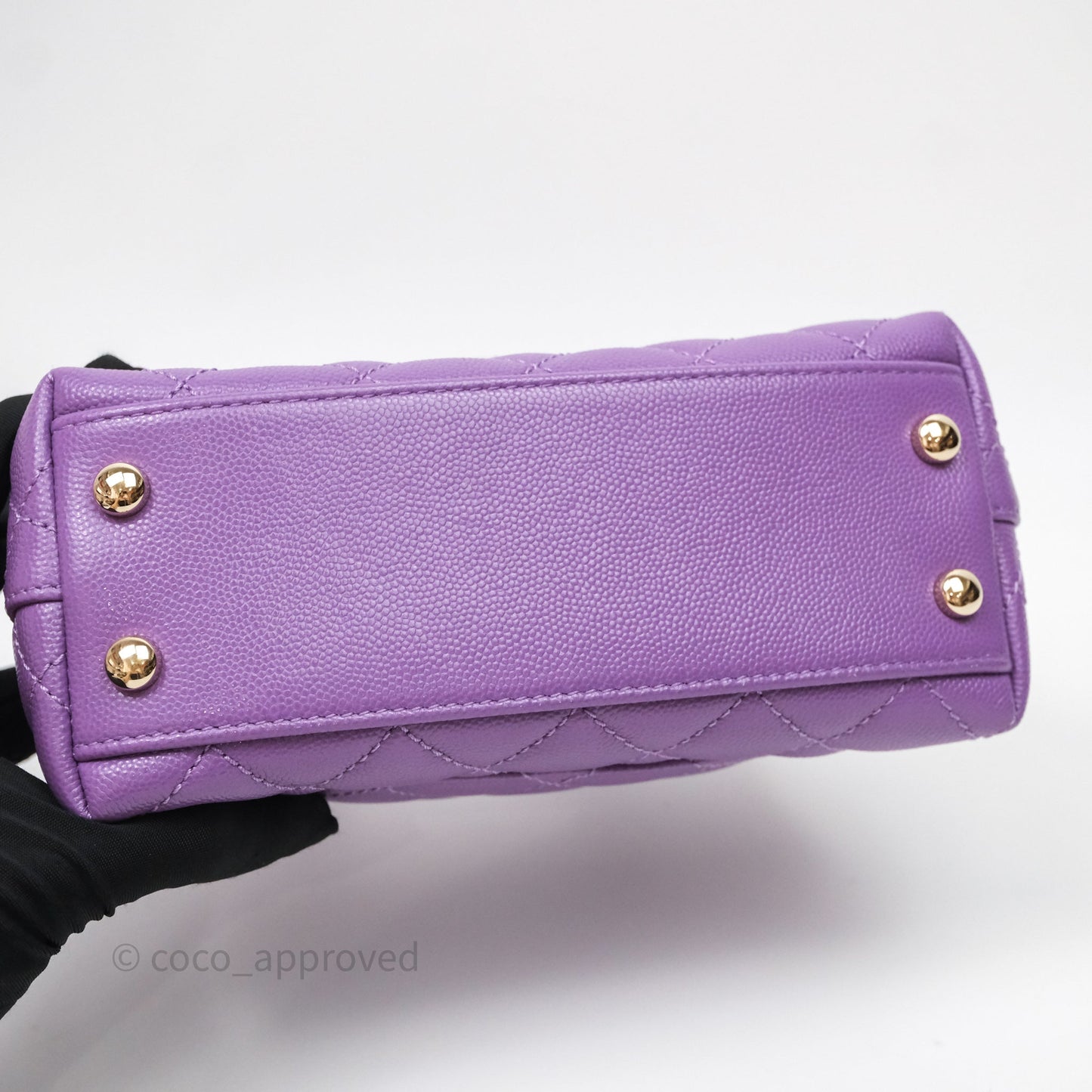 Chanel Mini Coco Handle Quilted Purple Caviar Gold Hardware