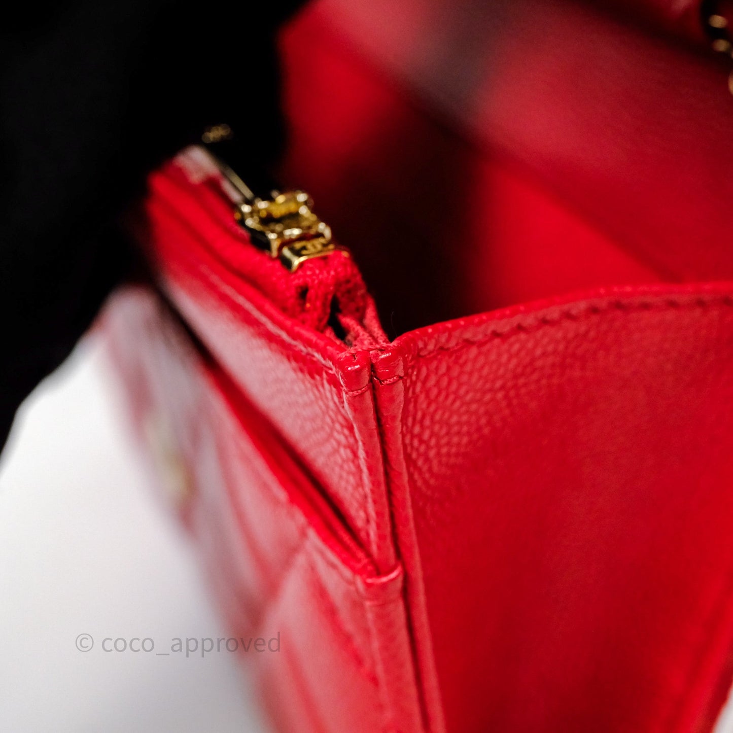 Chanel Quilted Classic Wallet on Chain WOC Red Caviar Gold Hardware