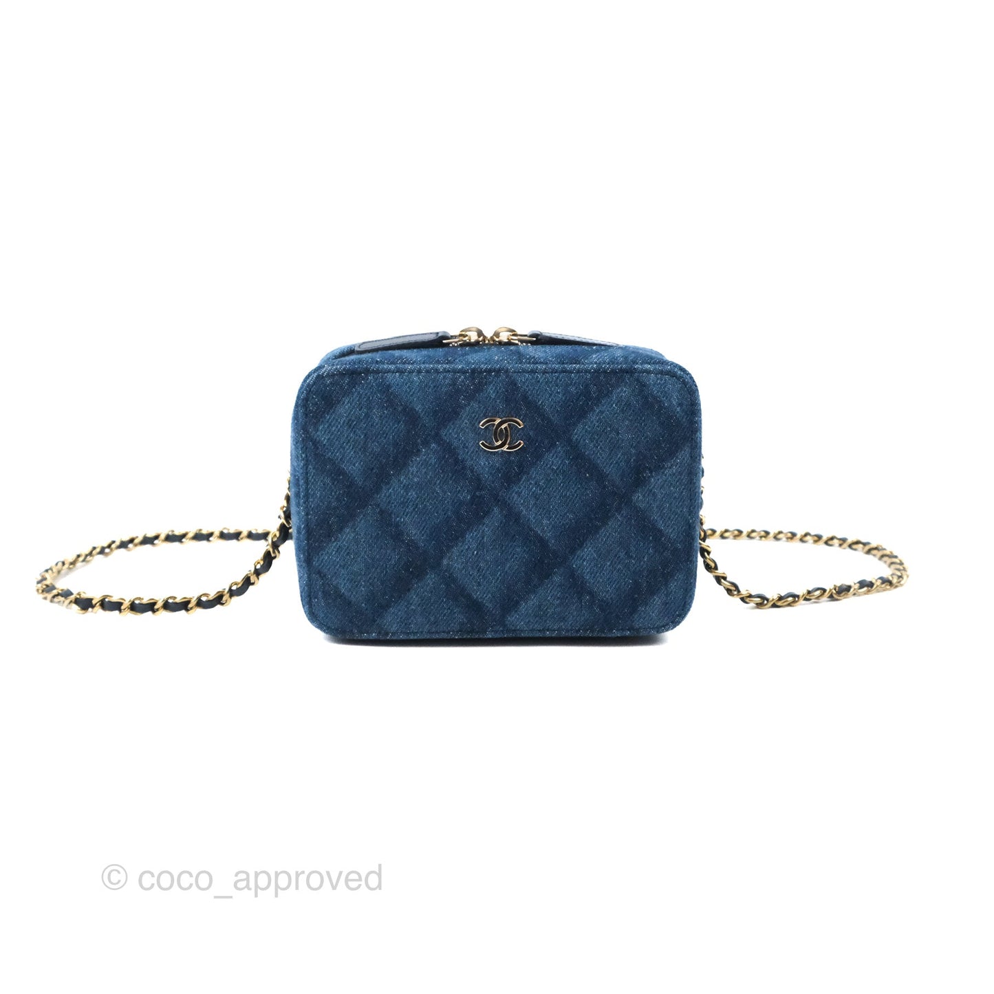 Chanel Quilted Camera Bag Denim Gold Hardware