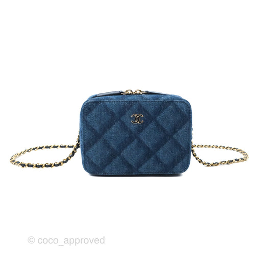 Chanel Quilted Camera Bag Denim Gold Hardware