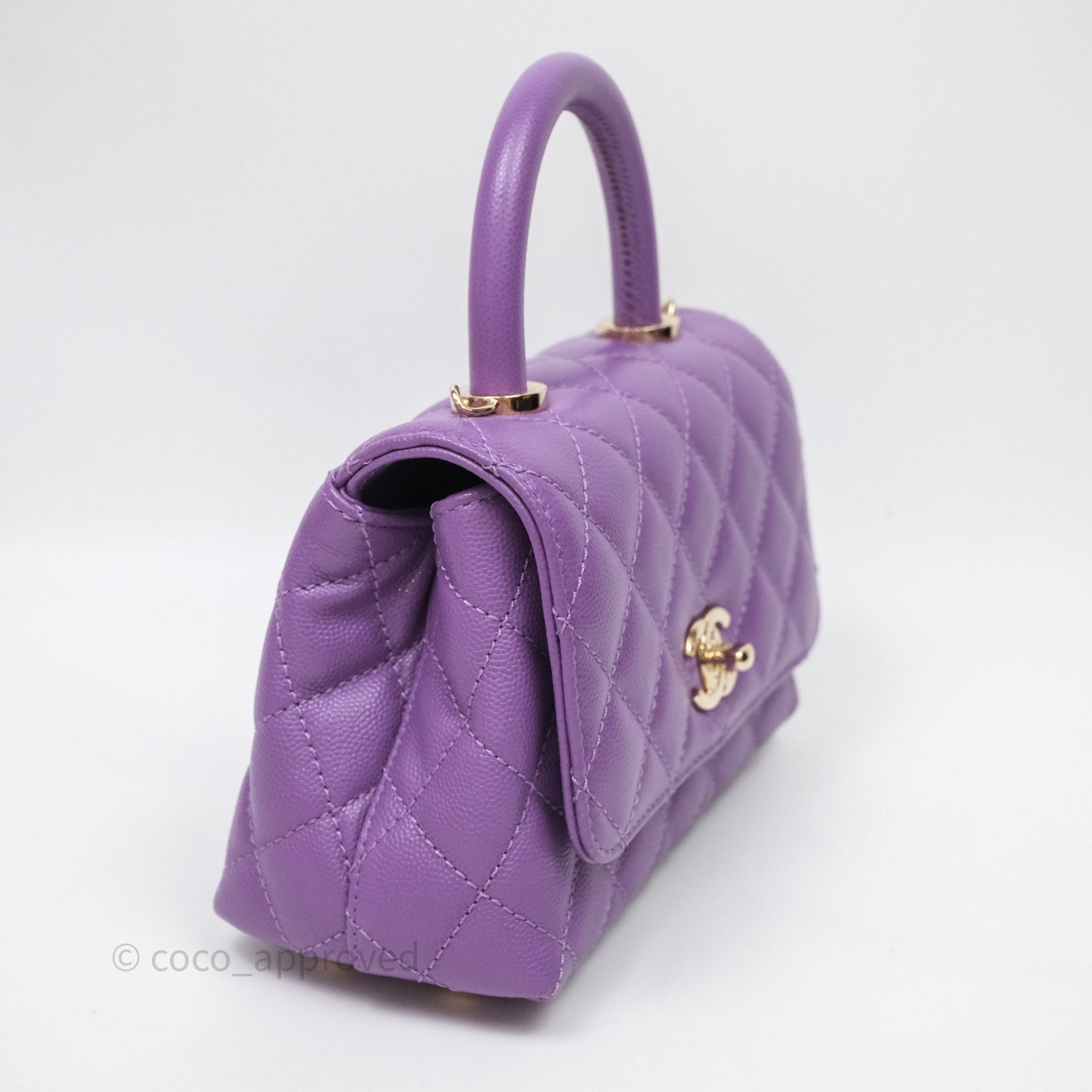Chanel Mini Coco Handle Quilted Purple Caviar Gold Hardware