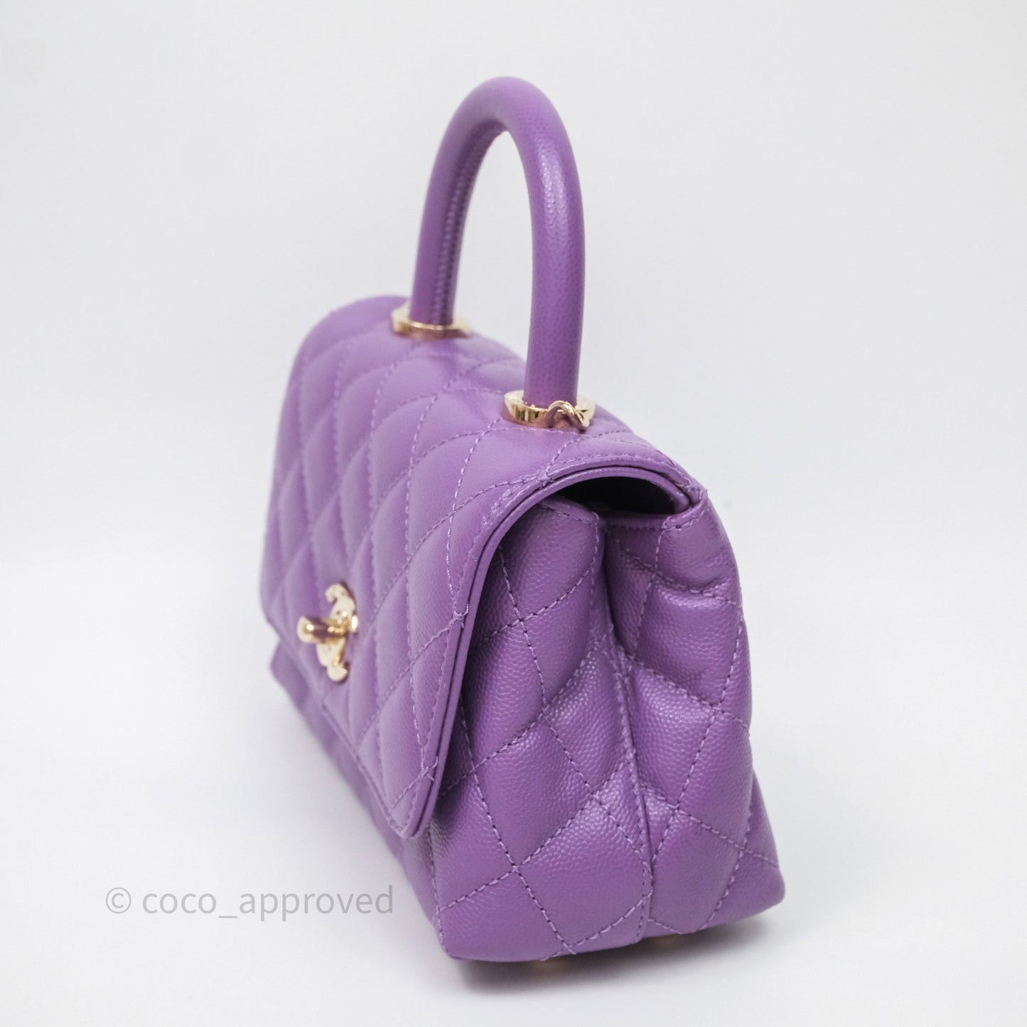 Chanel Mini Coco Handle Quilted Purple Caviar Gold Hardware