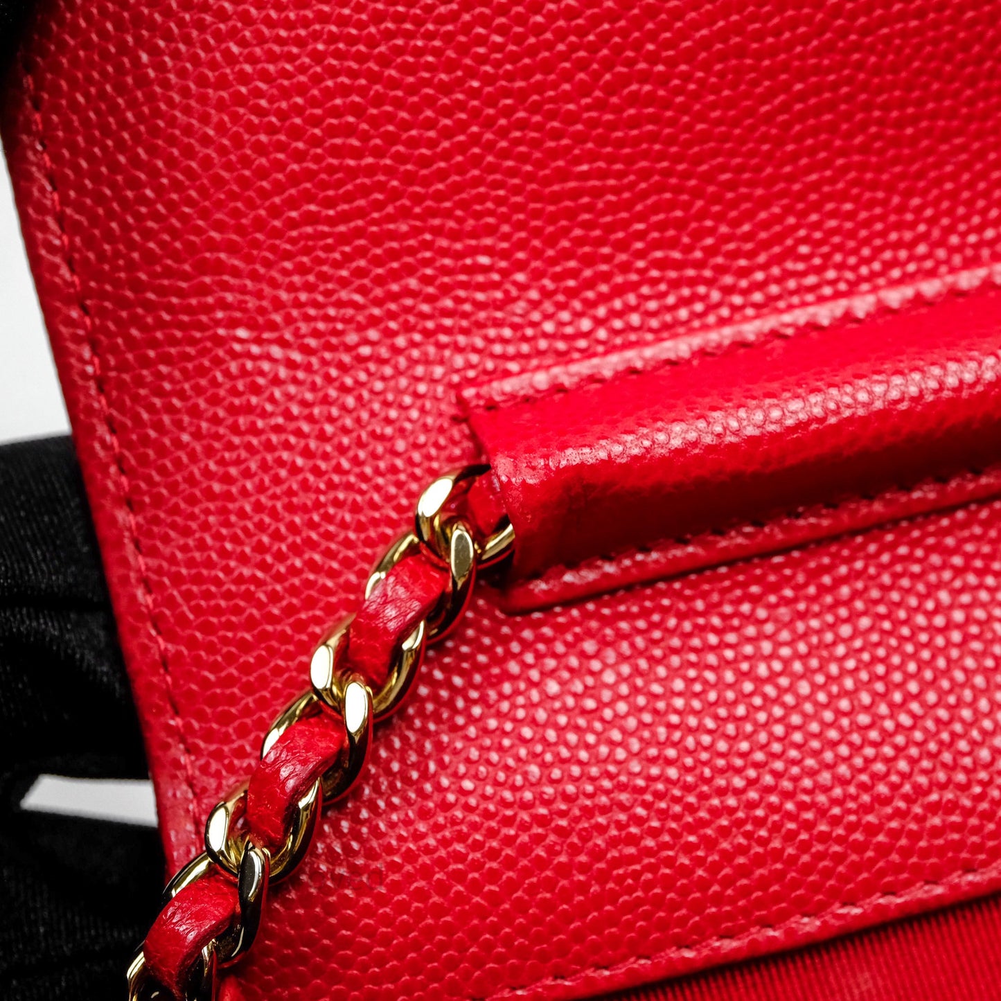Chanel Quilted Classic Wallet on Chain WOC Red Caviar Gold Hardware