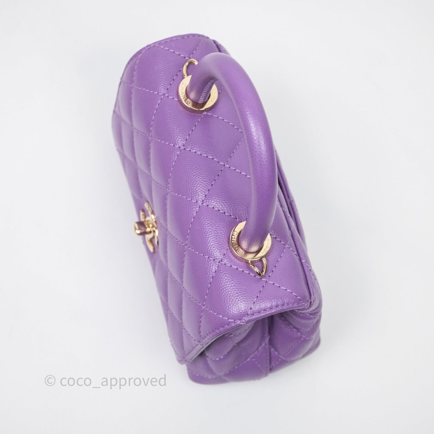 Chanel Mini Coco Handle Quilted Purple Caviar Gold Hardware