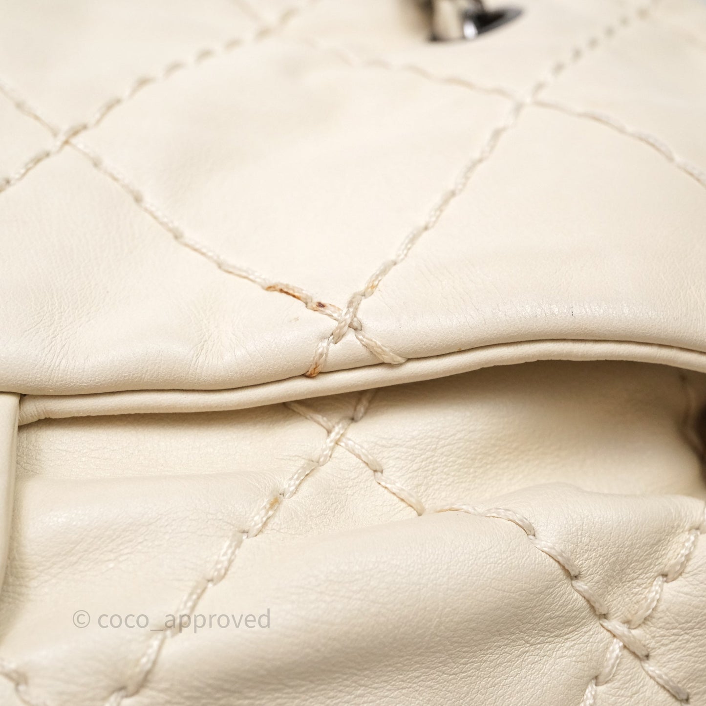 Chanel Expandable Ligne Flap Bag Ivory White Silver Hardware