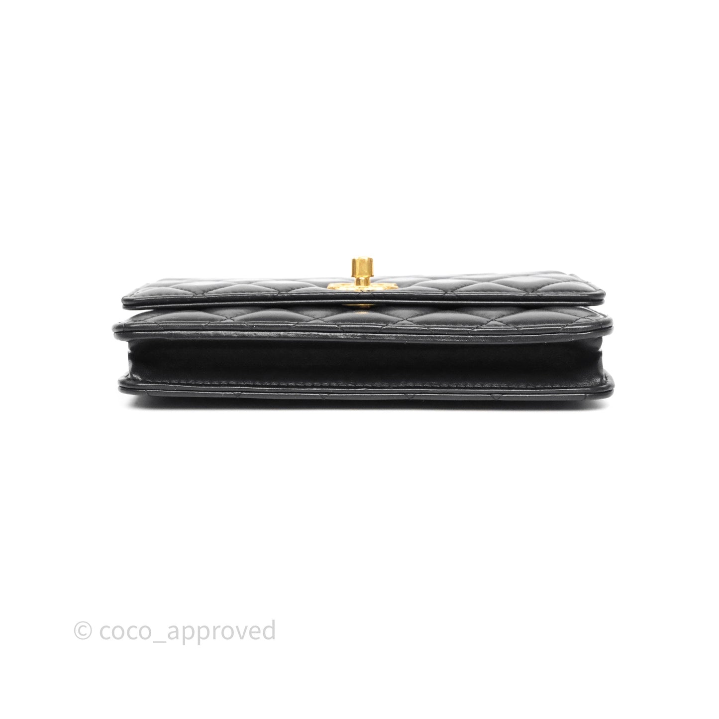 Chanel All Slide Wallet on Chain WOC Adjustable Chain Quilted Black Lambskin