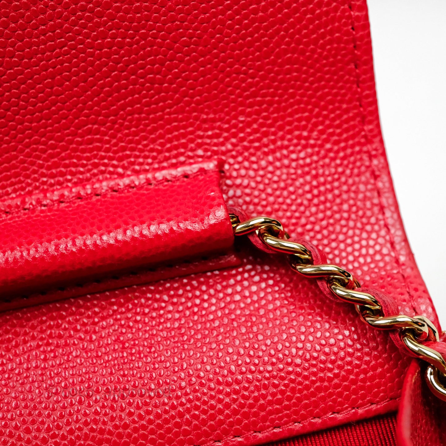 Chanel Quilted Classic Wallet on Chain WOC Red Caviar Gold Hardware