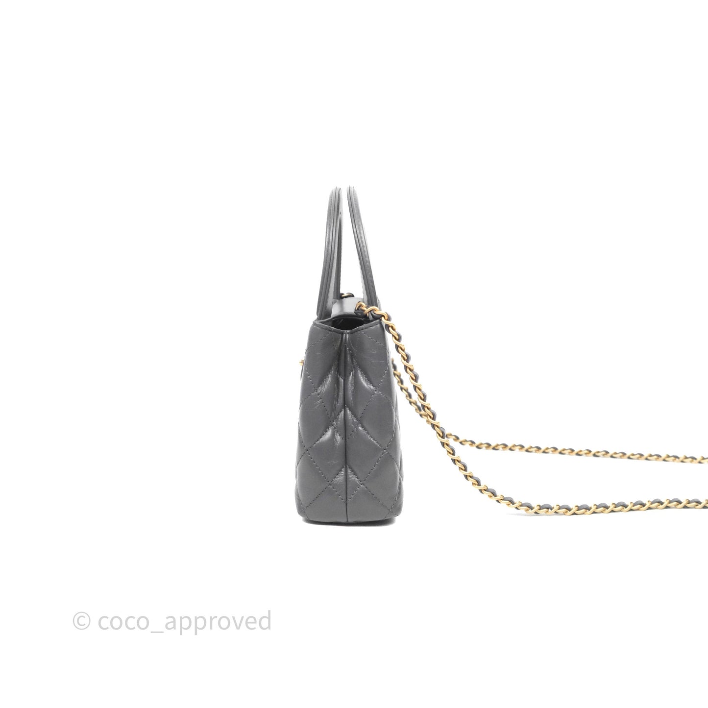Chanel Kelly Bag Quilted Grey Shiny Crumpled Calfskin Aged Gold Hardware