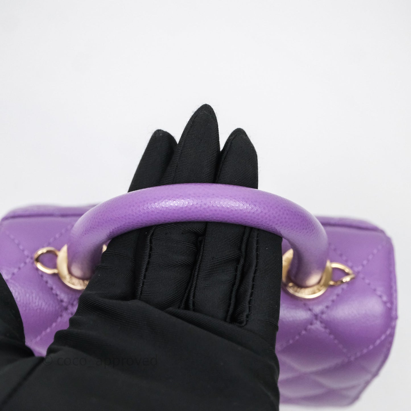 Chanel Mini Coco Handle Quilted Purple Caviar Gold Hardware