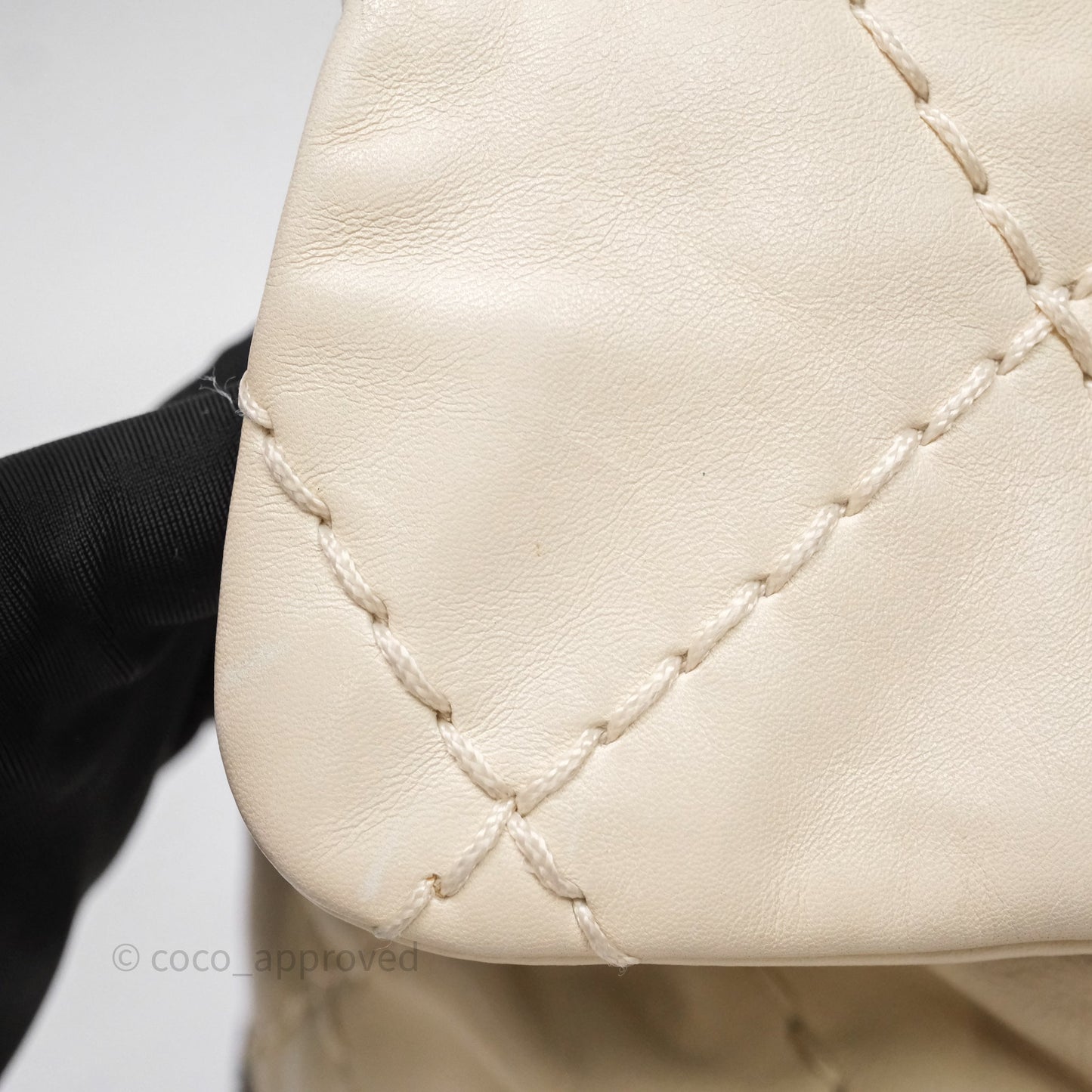 Chanel Expandable Ligne Flap Bag Ivory White Silver Hardware