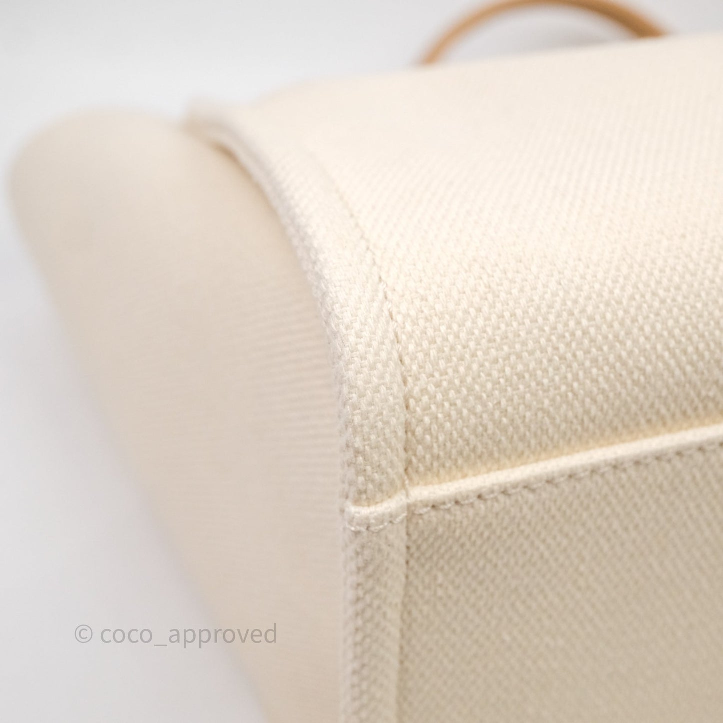 Chanel Large Deauville Light Beige Canvas Imitation Pearl