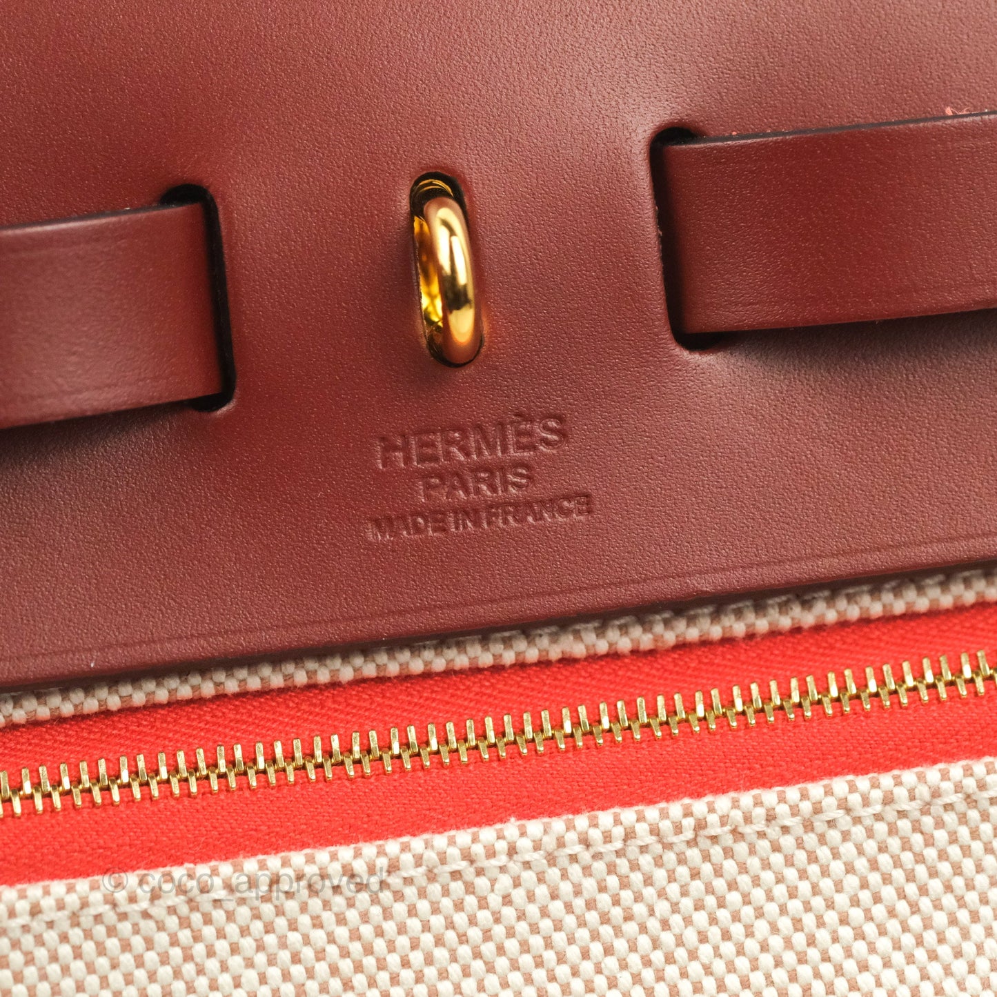 Hermès Herbag Zip 31 Toile H Berline Orange Meca/Rouge H Gold Hardware