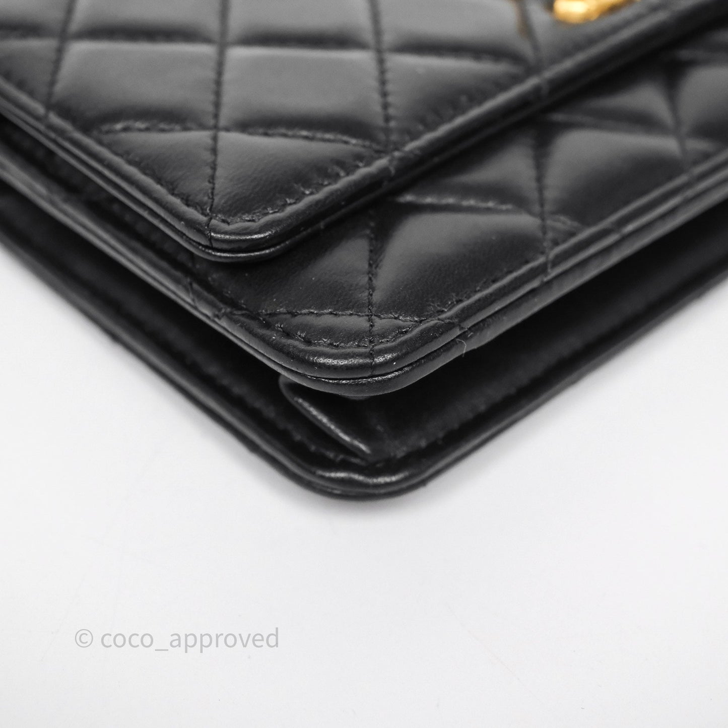 Chanel All Slide Wallet on Chain WOC Adjustable Chain Quilted Black Lambskin