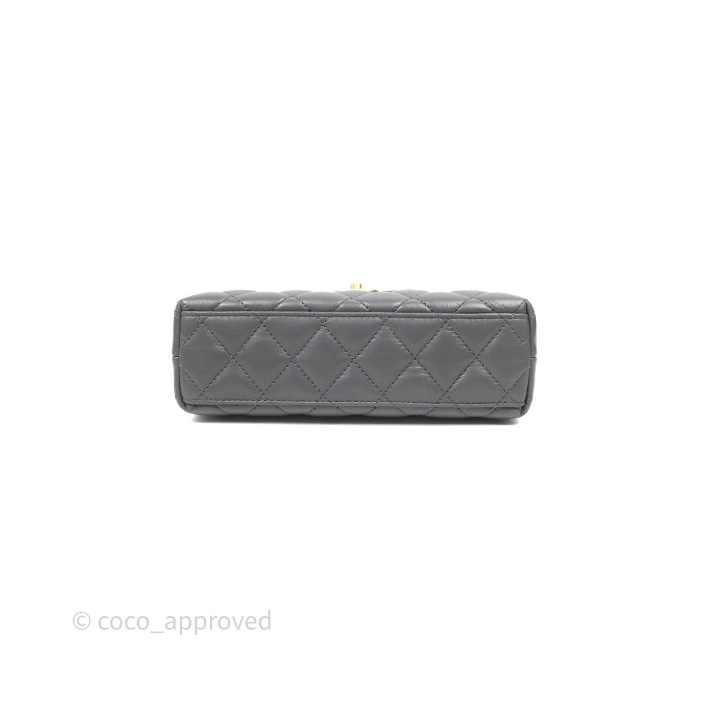 Chanel Kelly Bag Quilted Grey Shiny Crumpled Calfskin Aged Gold Hardware