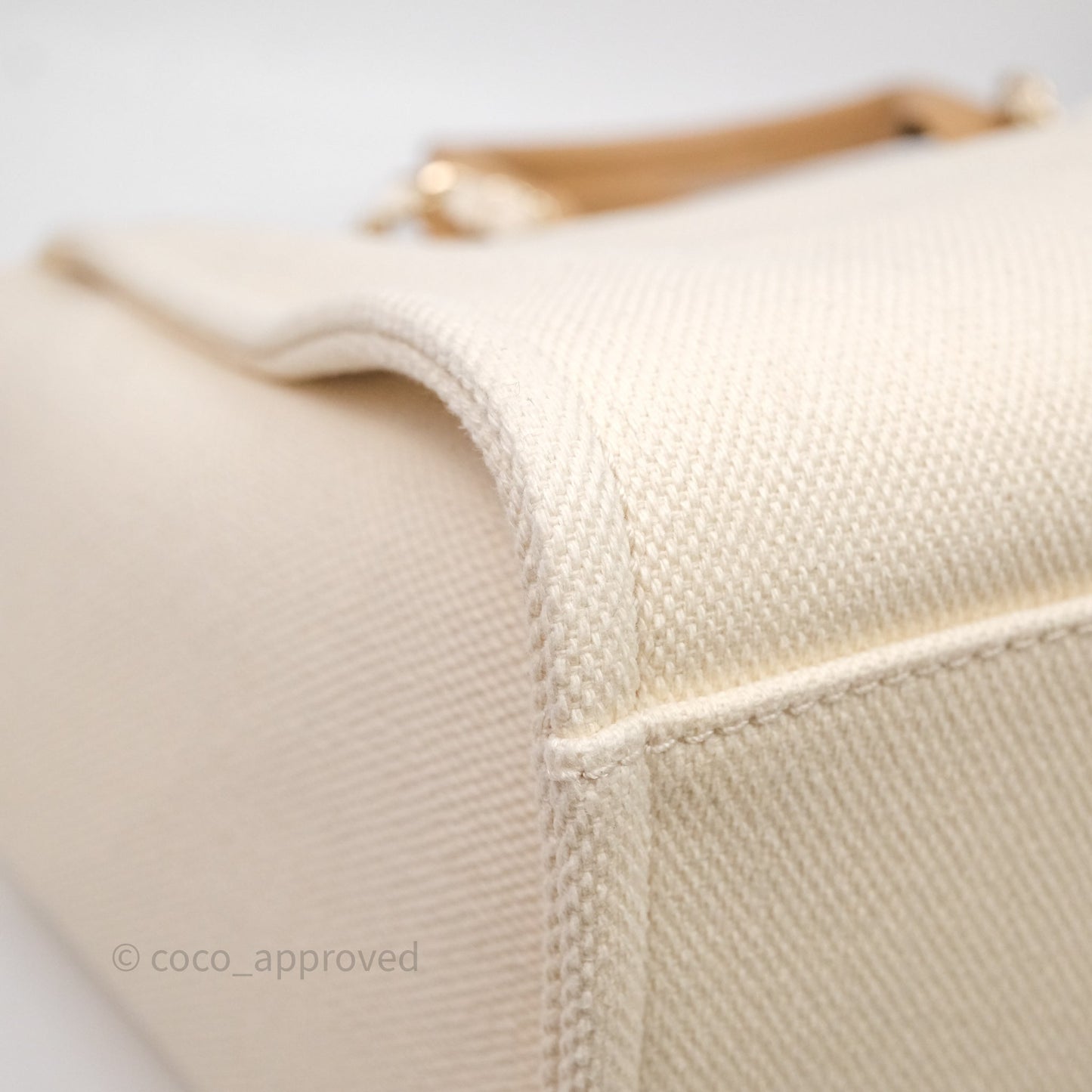 Chanel Large Deauville Light Beige Canvas Imitation Pearl