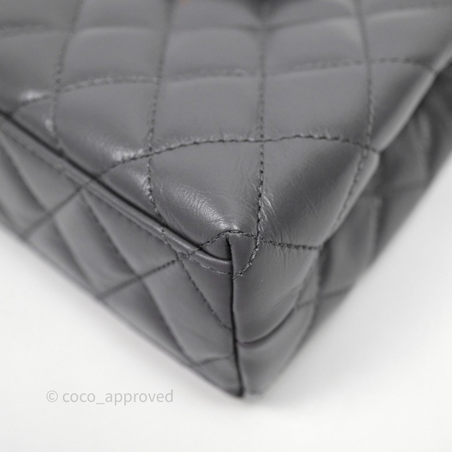 Chanel Kelly Bag Quilted Grey Shiny Crumpled Calfskin Aged Gold Hardware