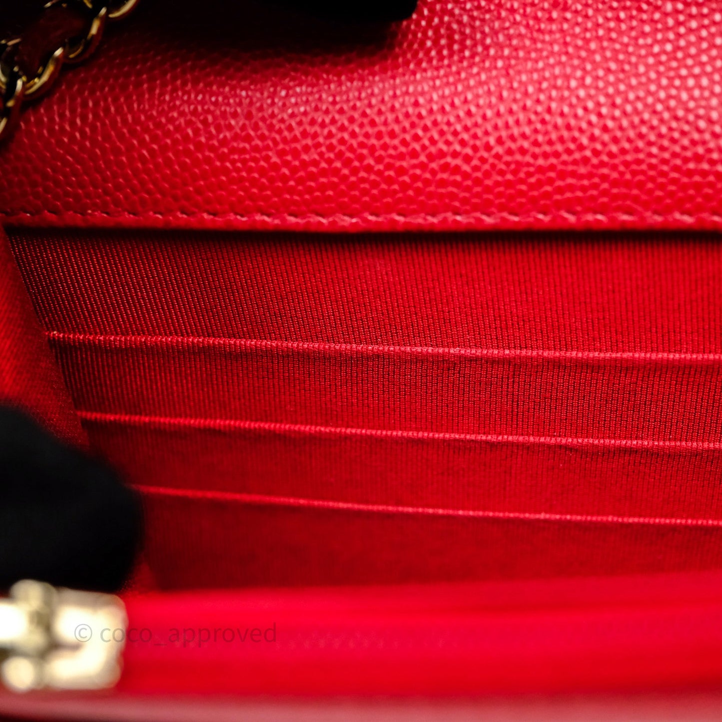Chanel Quilted Classic Wallet on Chain WOC Red Caviar Gold Hardware