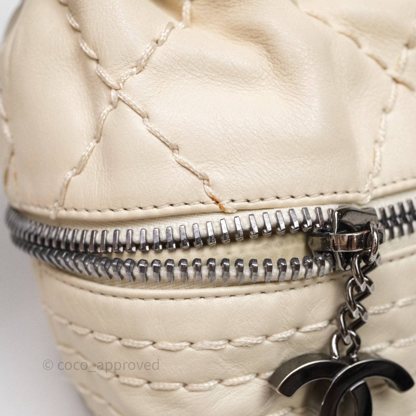 Chanel Expandable Ligne Flap Bag Ivory White Silver Hardware