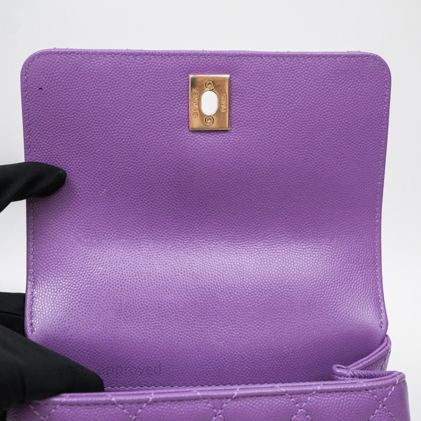 Chanel Mini Coco Handle Quilted Purple Caviar Gold Hardware