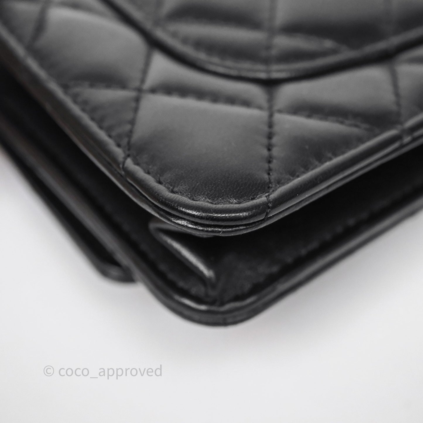 Chanel All Slide Wallet on Chain WOC Adjustable Chain Quilted Black Lambskin
