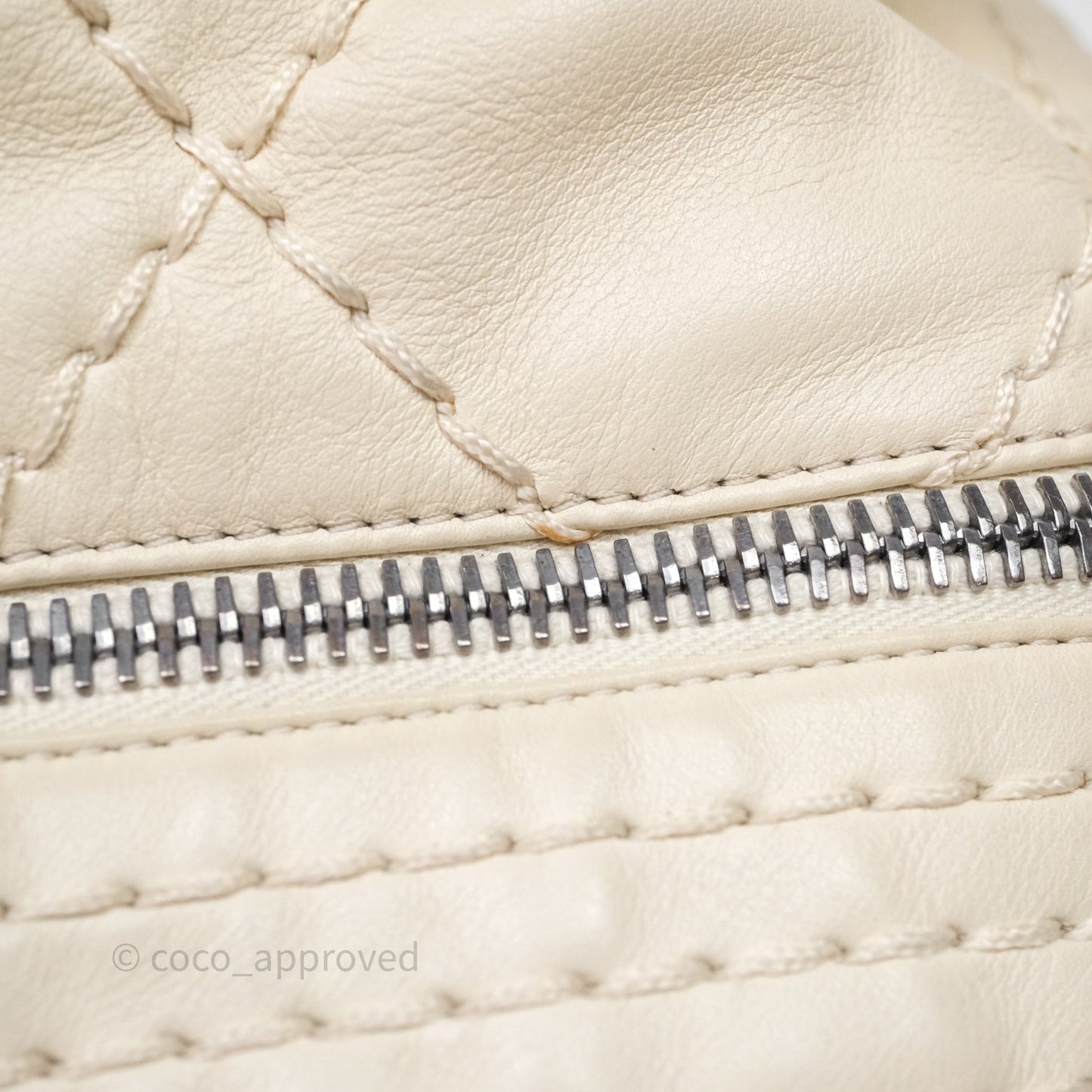 Chanel Expandable Ligne Flap Bag Ivory White Silver Hardware