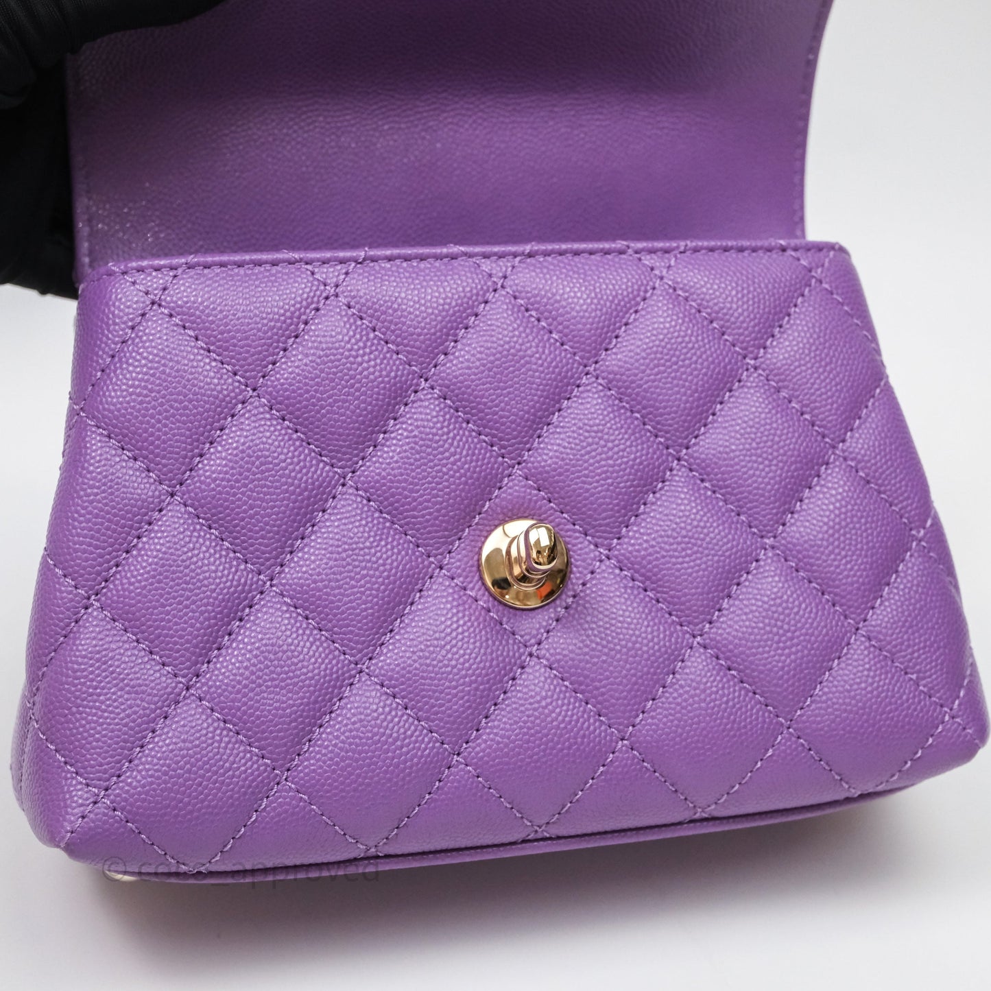 Chanel Mini Coco Handle Quilted Purple Caviar Gold Hardware