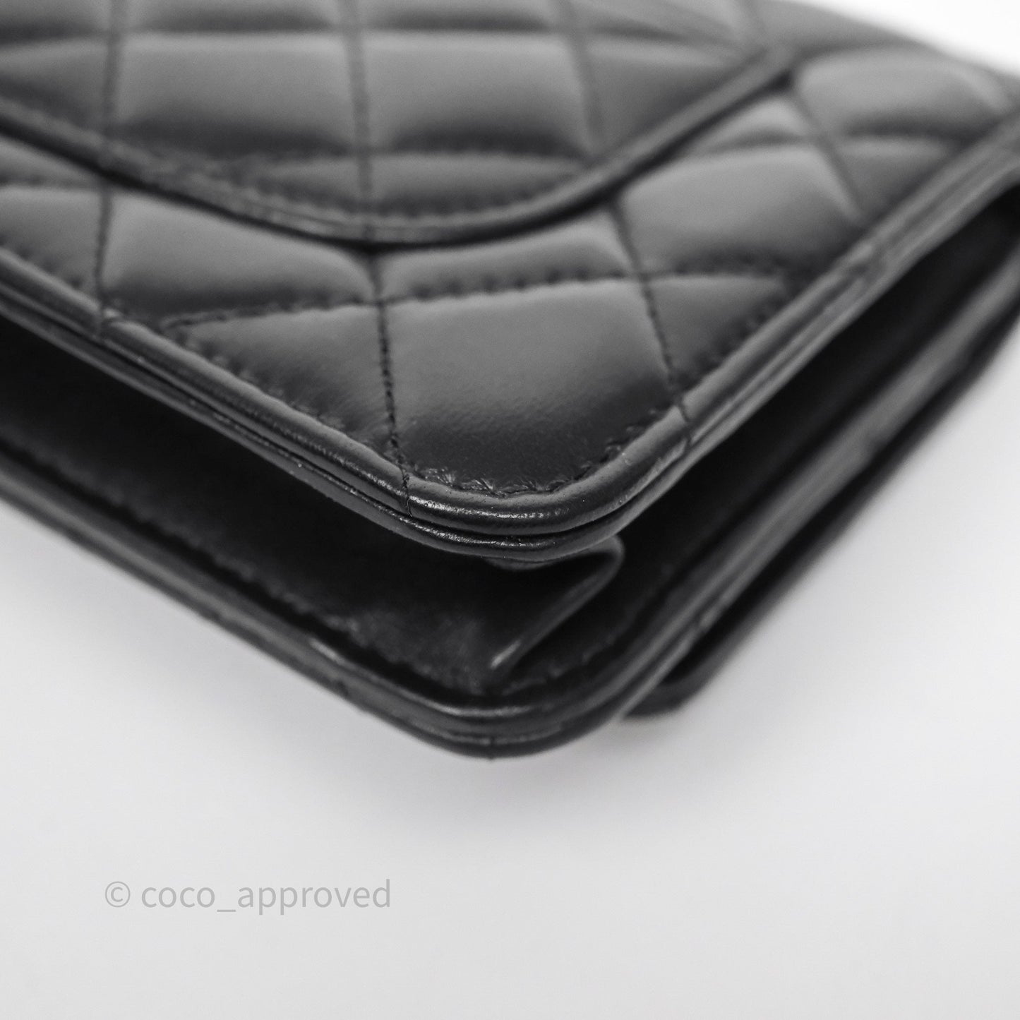 Chanel All Slide Wallet on Chain WOC Adjustable Chain Quilted Black Lambskin