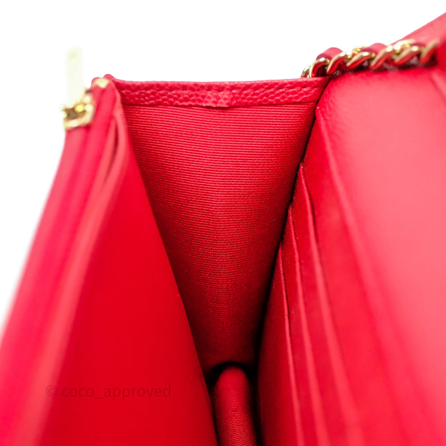 Chanel Quilted Classic Wallet on Chain WOC Red Caviar Gold Hardware