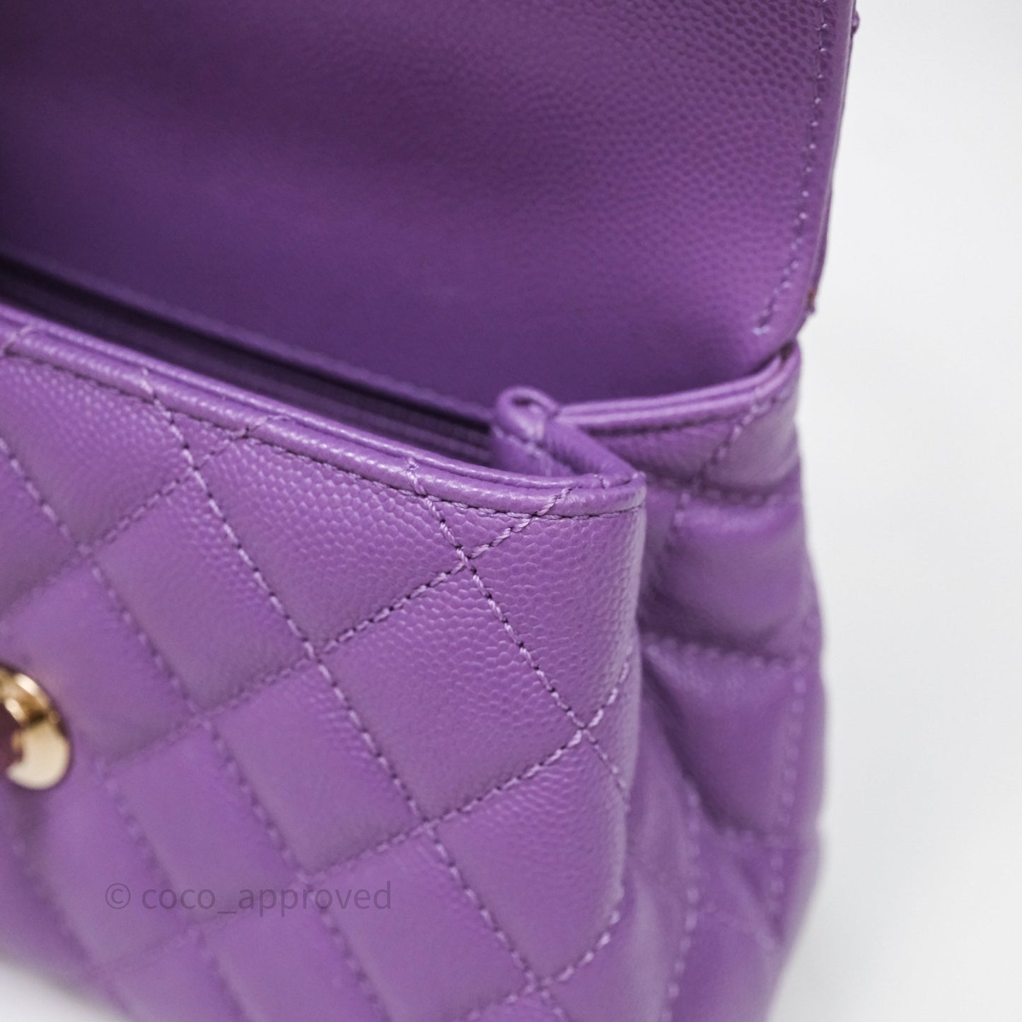 Chanel Mini Coco Handle Quilted Purple Caviar Gold Hardware