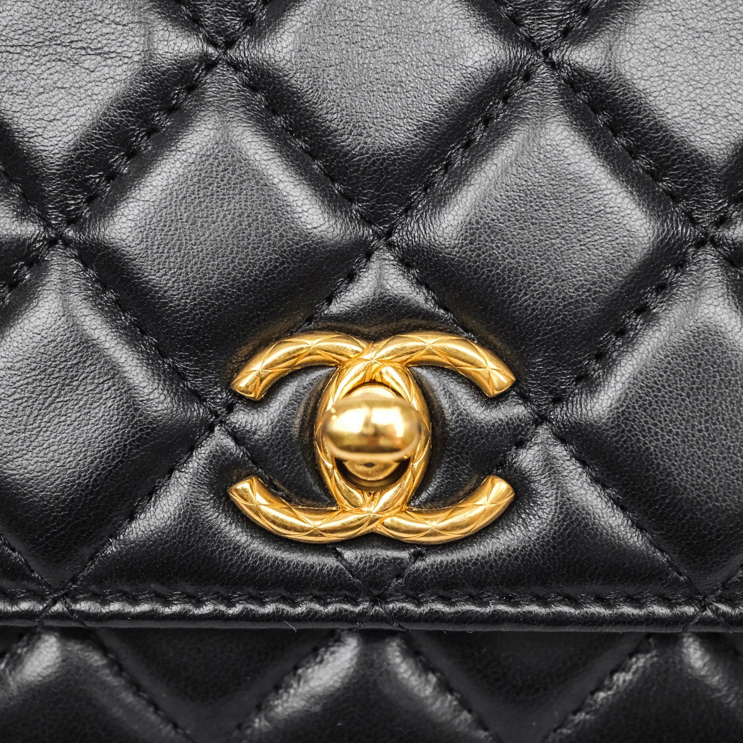 Chanel All Slide Wallet on Chain WOC Adjustable Chain Quilted Black Lambskin