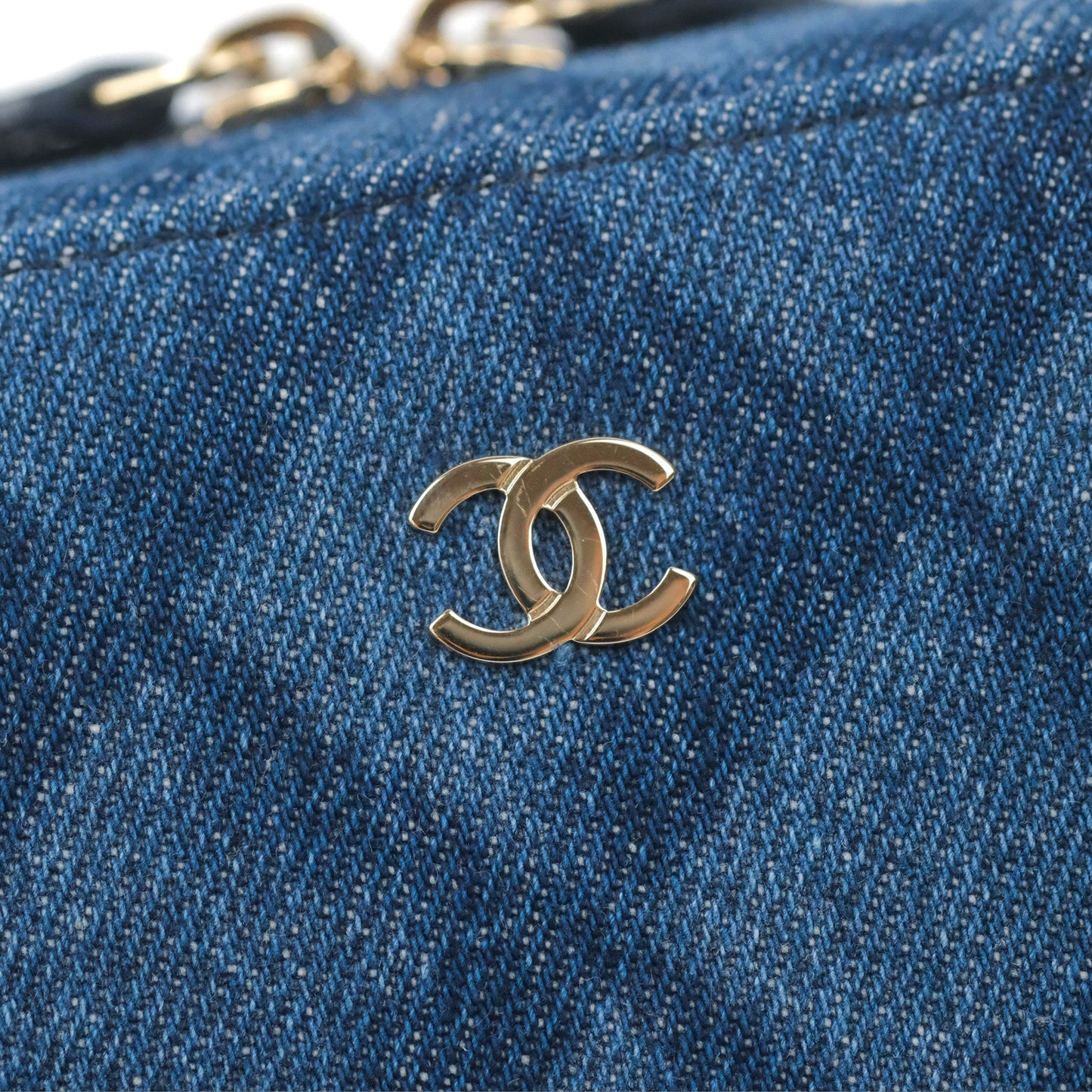 Chanel Quilted Camera Bag Denim Gold Hardware