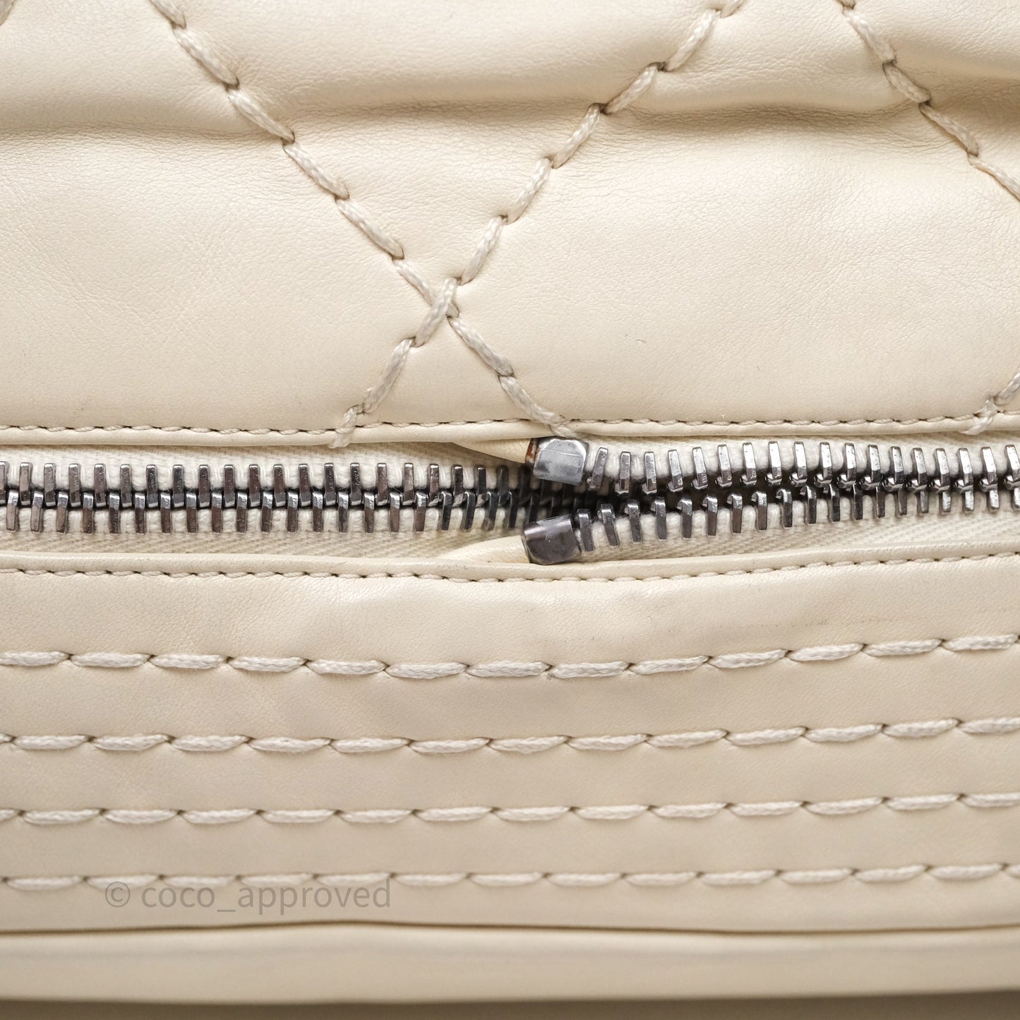 Chanel Expandable Ligne Flap Bag Ivory White Silver Hardware