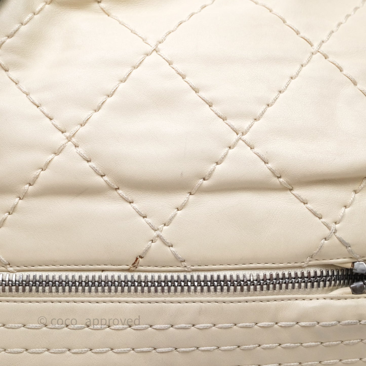 Chanel Expandable Ligne Flap Bag Ivory White Silver Hardware