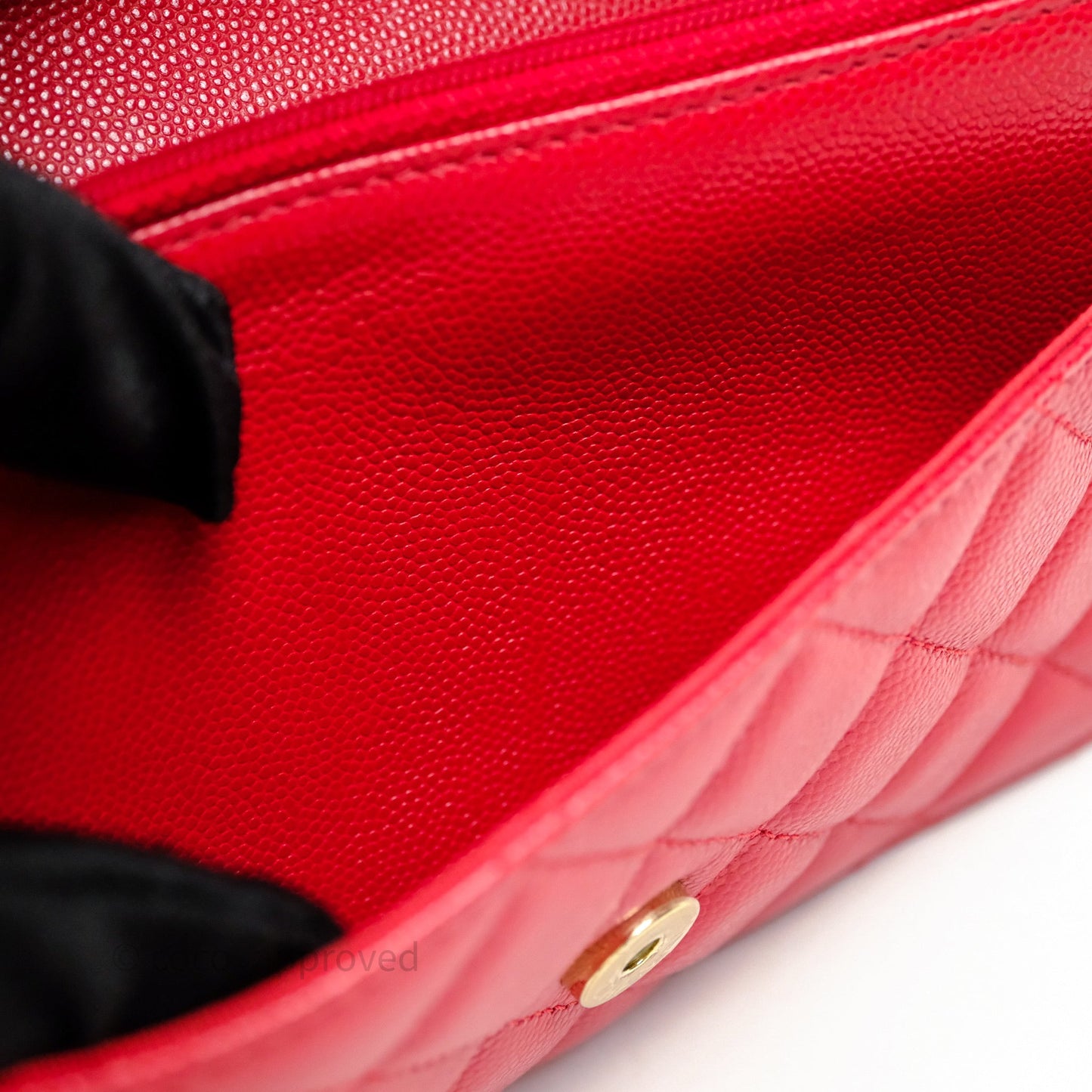 Chanel Quilted Classic Wallet on Chain WOC Red Caviar Gold Hardware