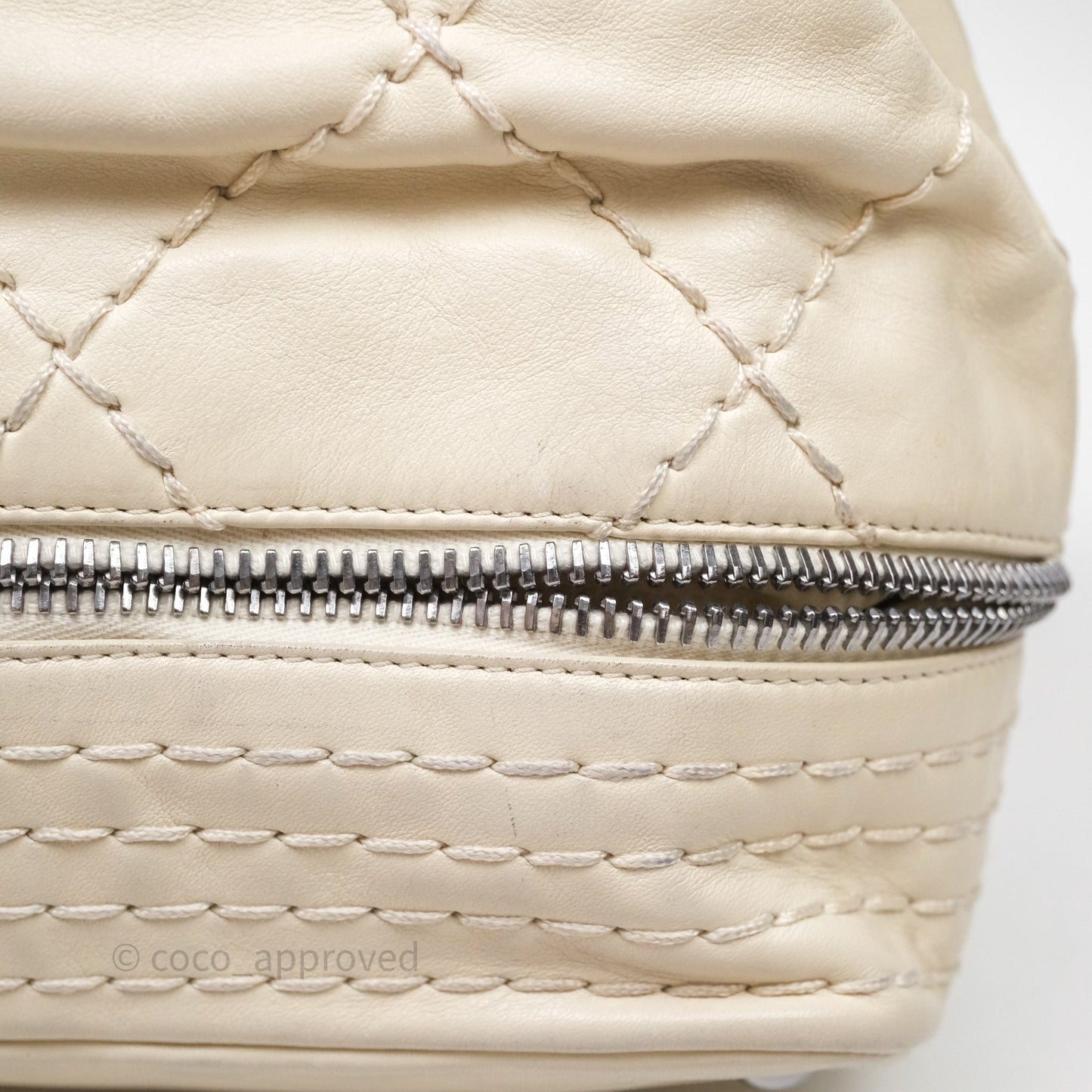 Chanel Expandable Ligne Flap Bag Ivory White Silver Hardware