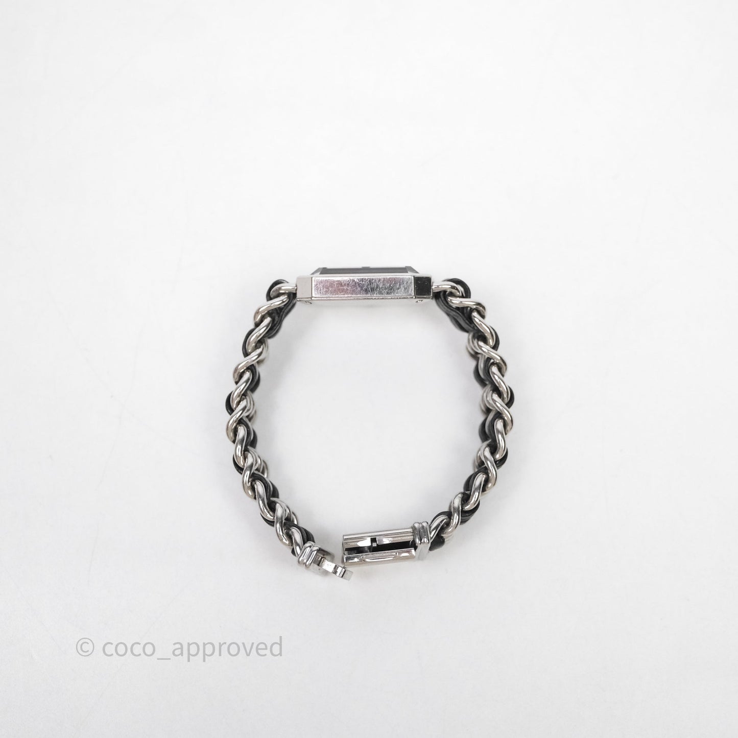 Chanel Vintage Première Watch Black Leather Silver Tone Size M