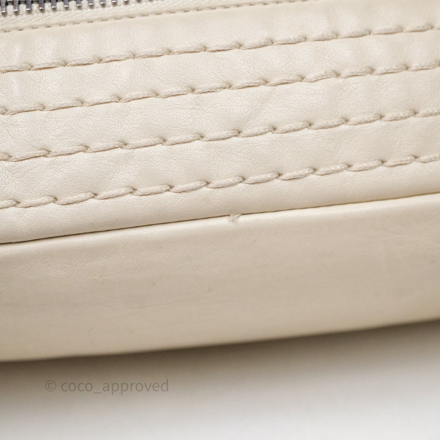 Chanel Expandable Ligne Flap Bag Ivory White Silver Hardware