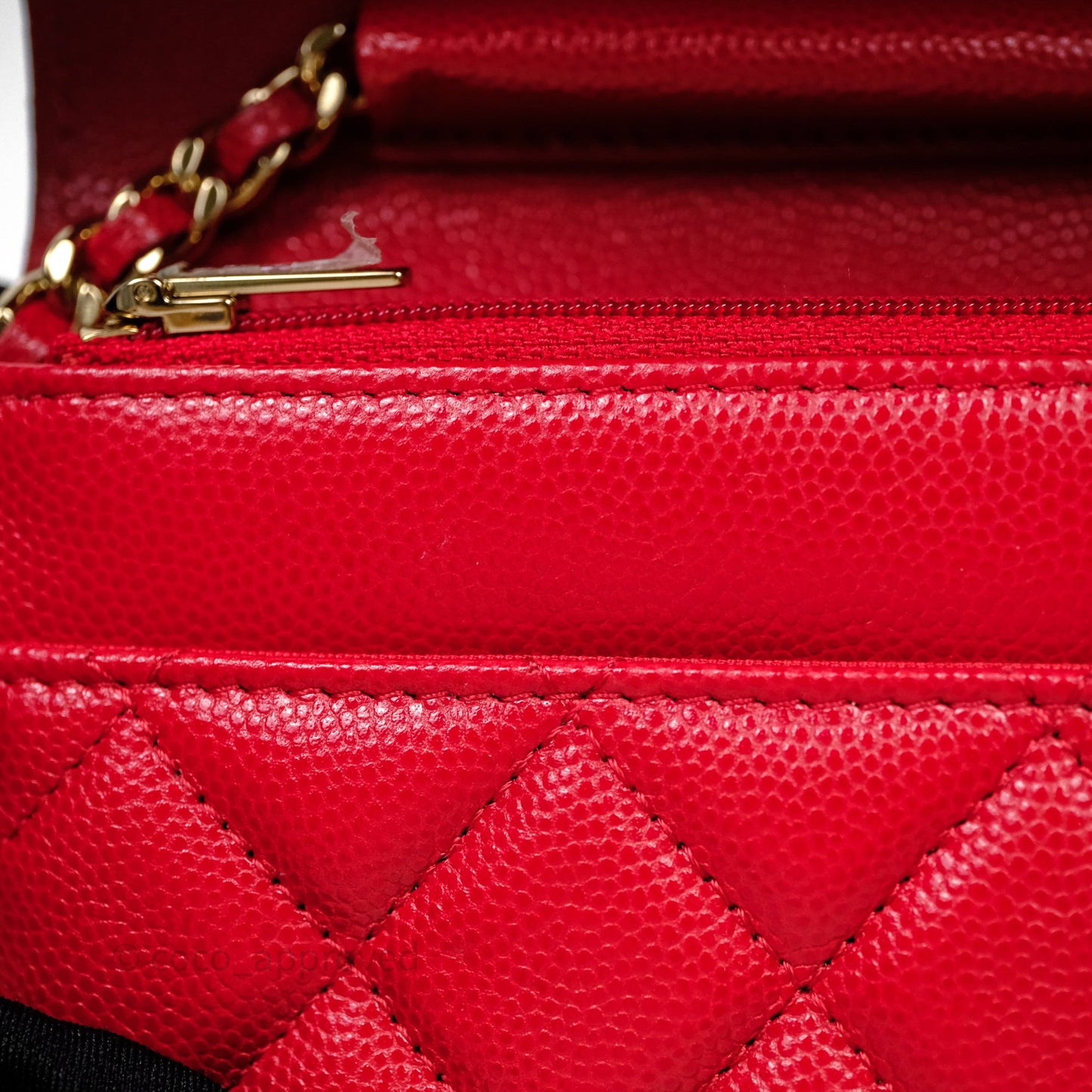 Chanel Quilted Classic Wallet on Chain WOC Red Caviar Gold Hardware