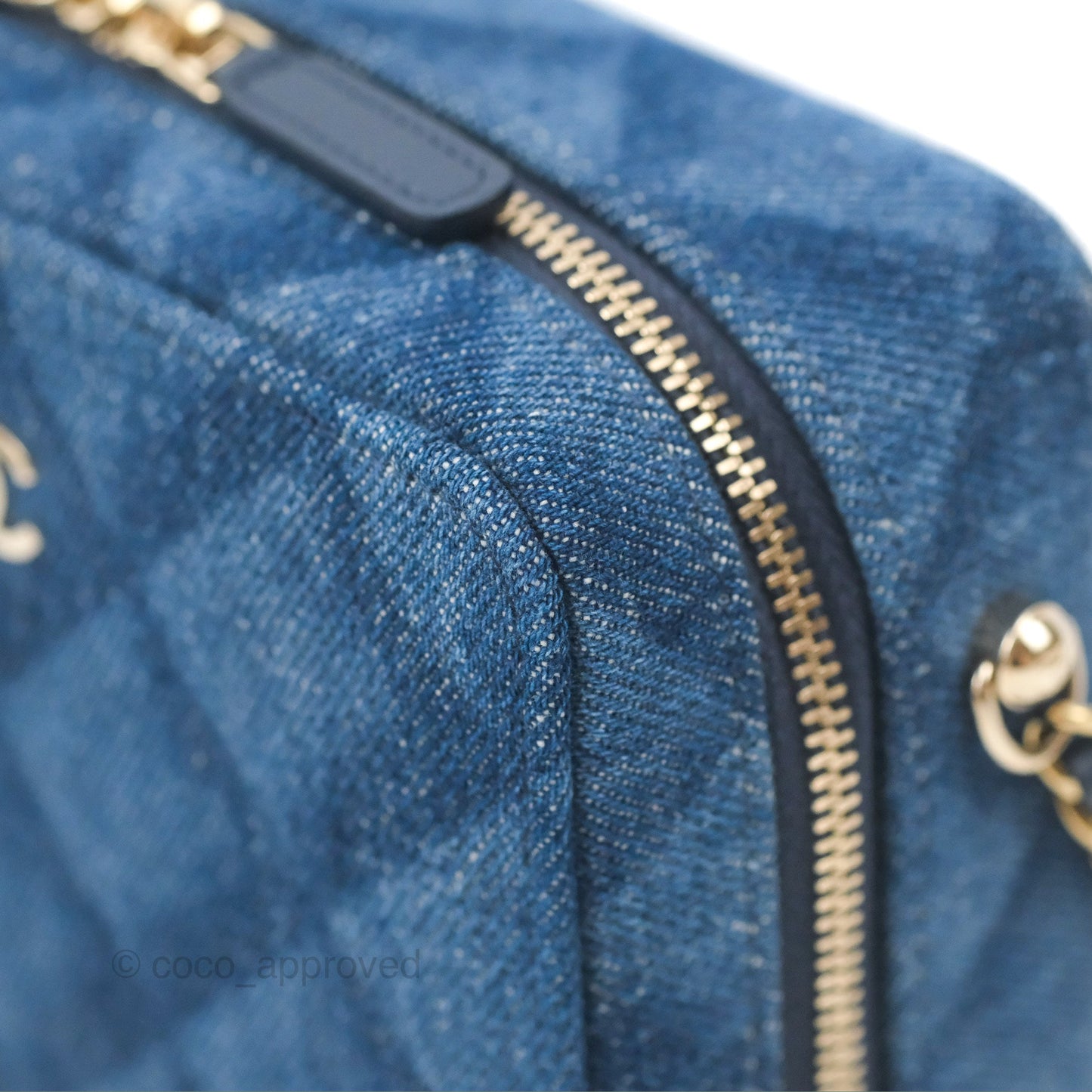 Chanel Quilted Camera Bag Denim Gold Hardware