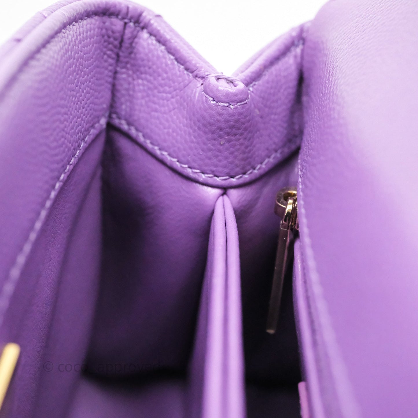 Chanel Mini Coco Handle Quilted Purple Caviar Gold Hardware