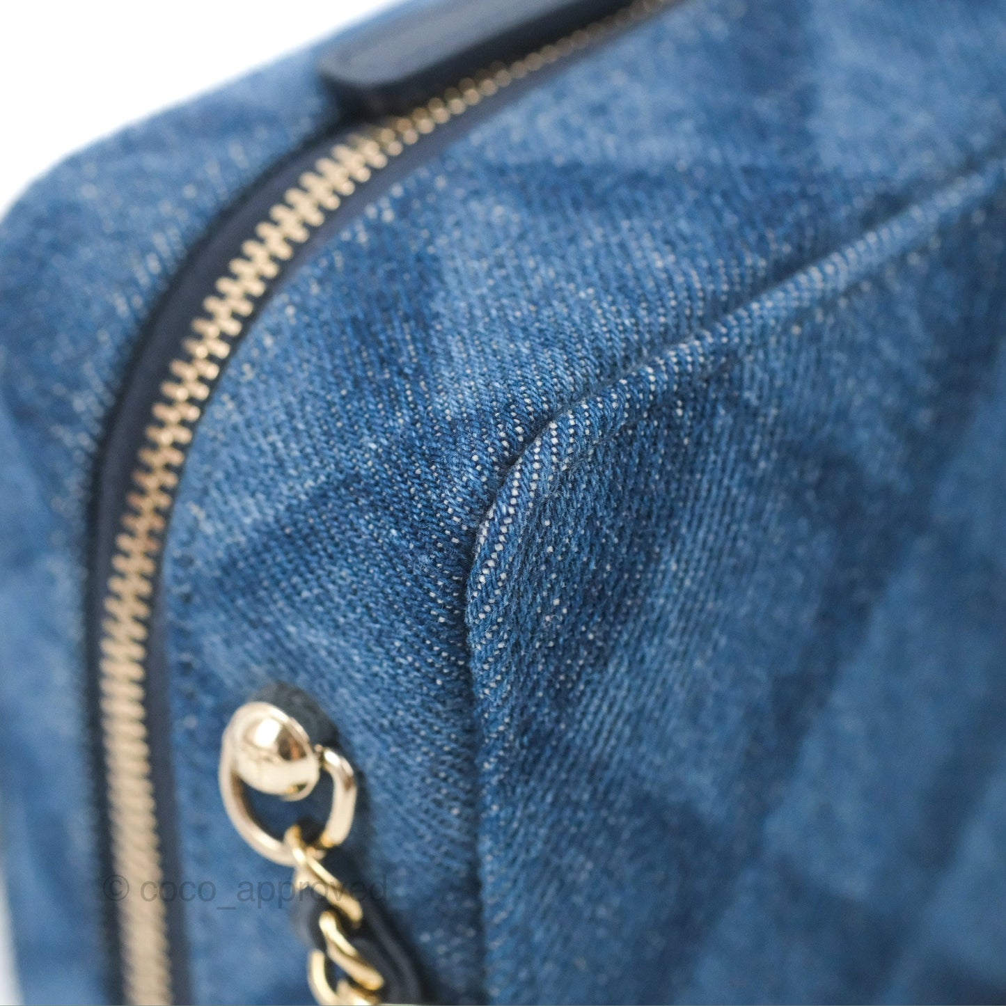 Chanel Quilted Camera Bag Denim Gold Hardware